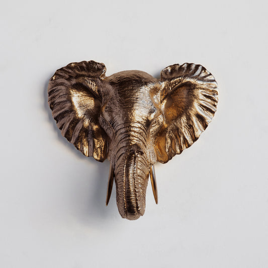 Faux Small Elephant Wall Mount // Bronze