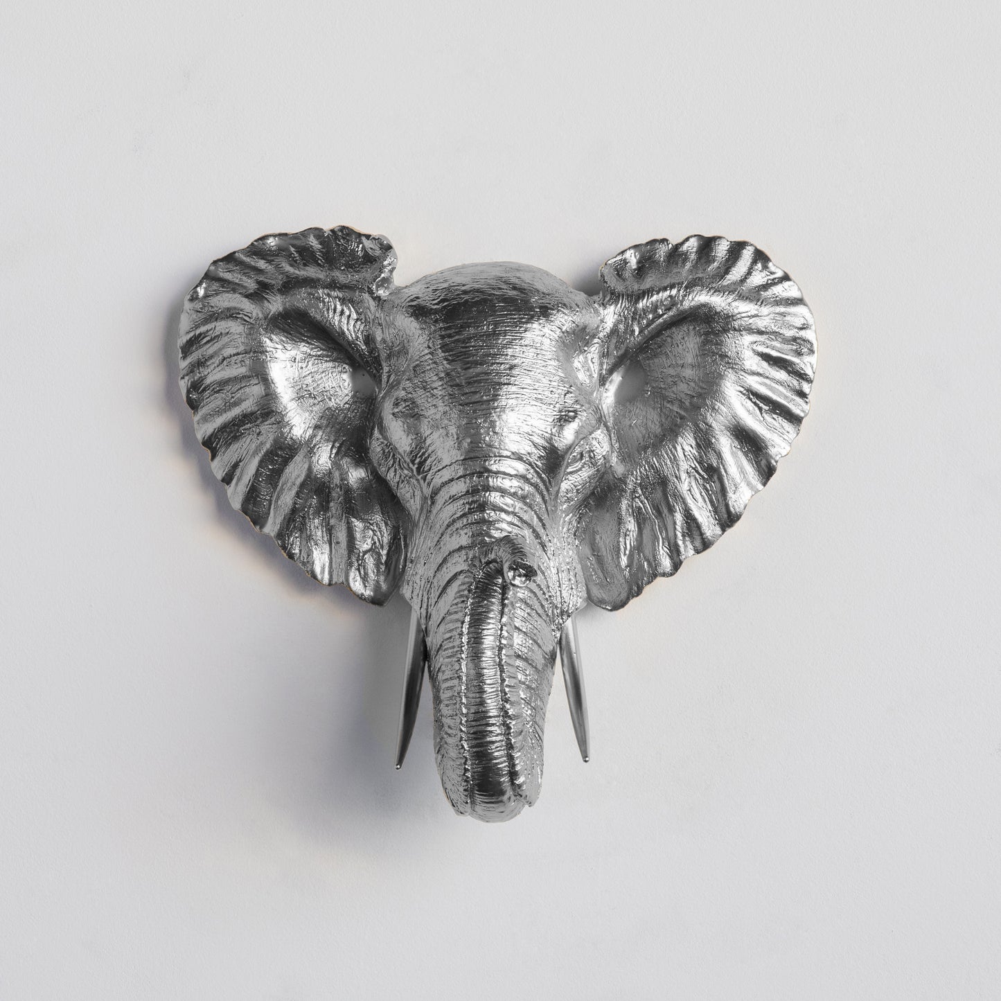 Faux Small Elephant Wall Mount // Silver