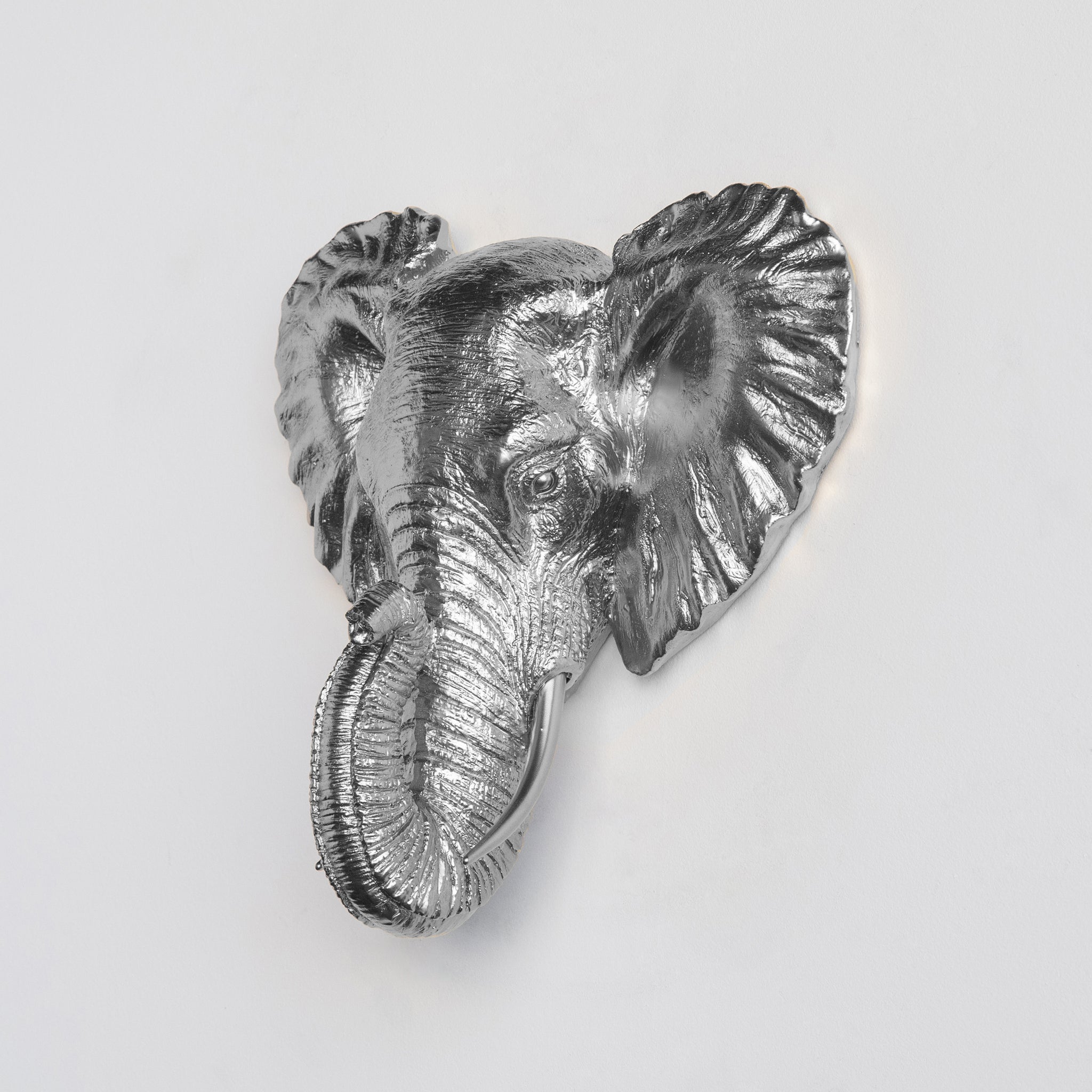 Faux Small Elephant Wall Mount // Silver