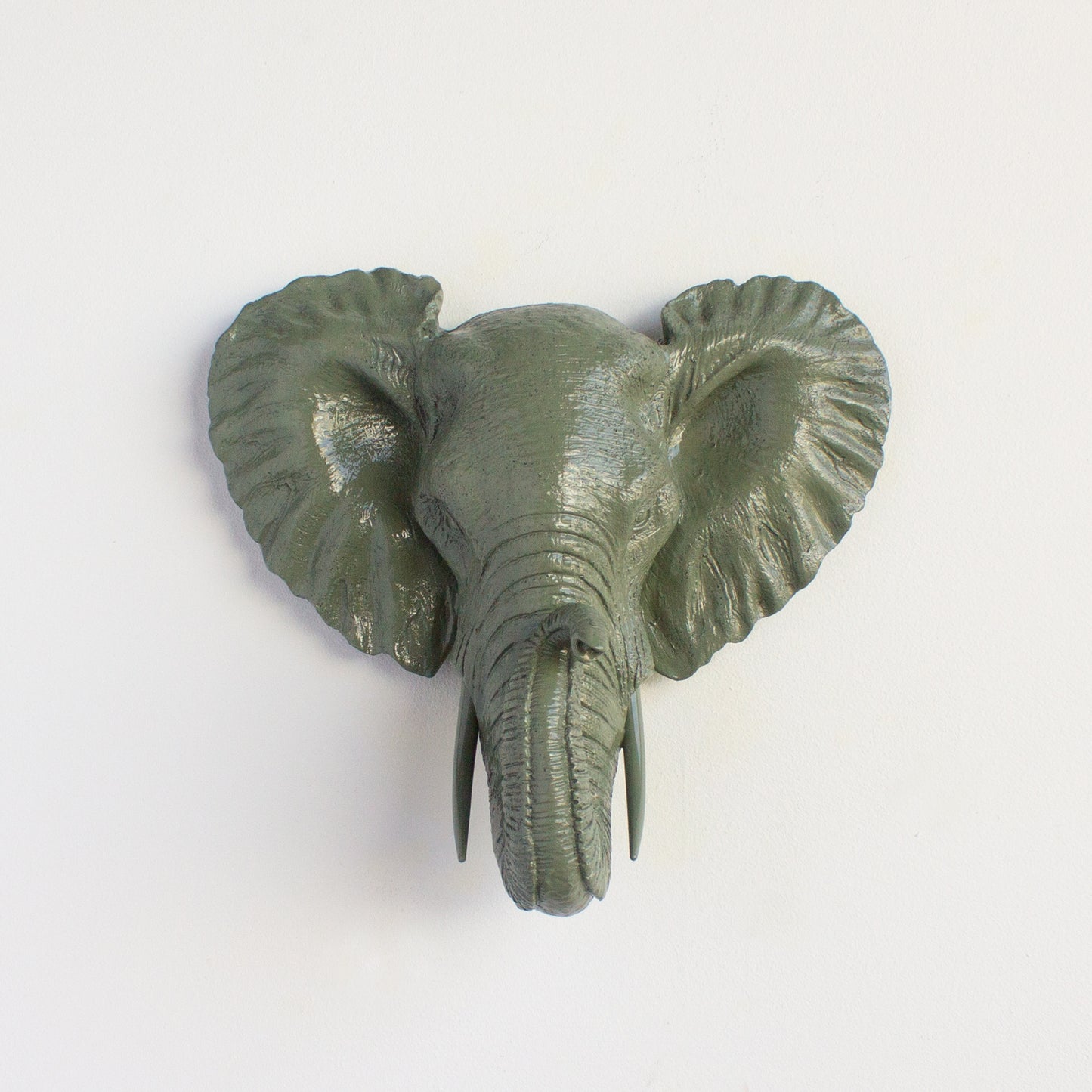 Faux Small Elephant Wall Mount // Sage