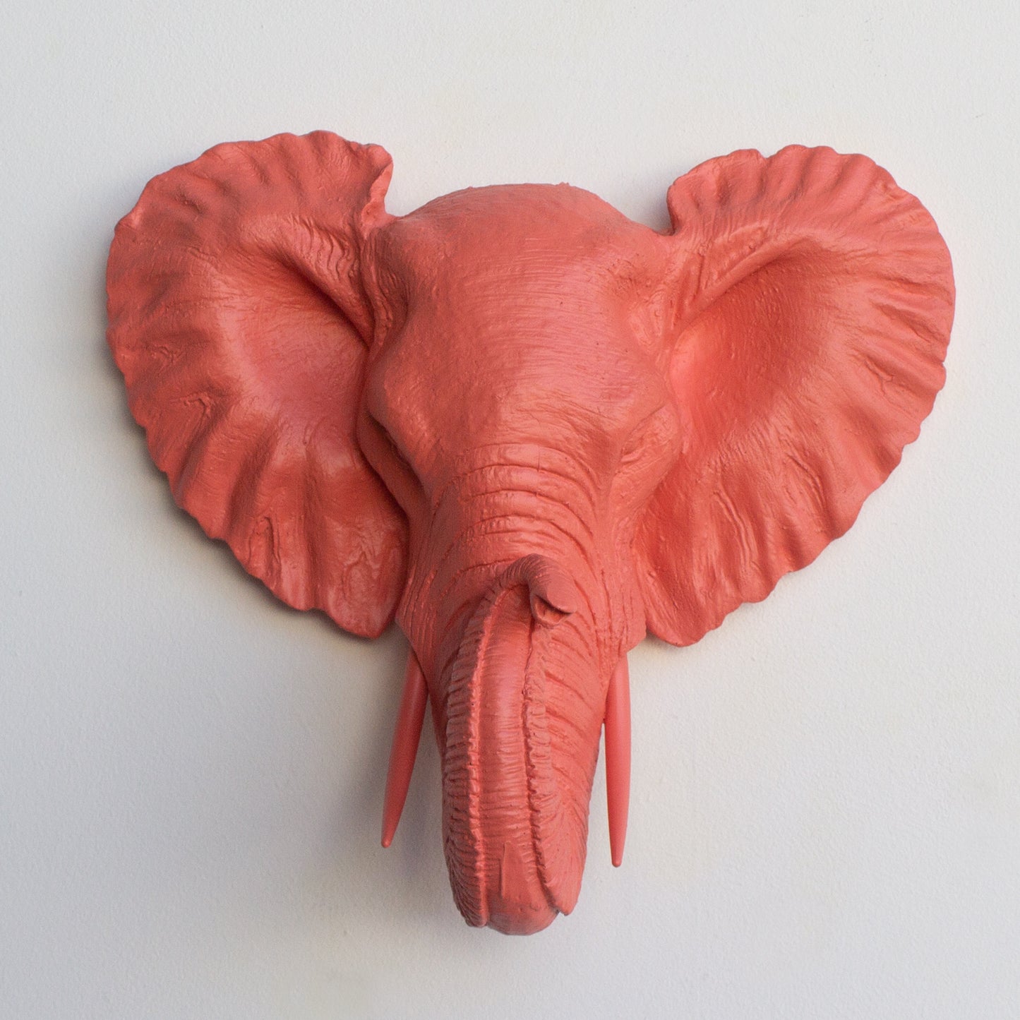 Faux Small Elephant Wall Mount // Coral