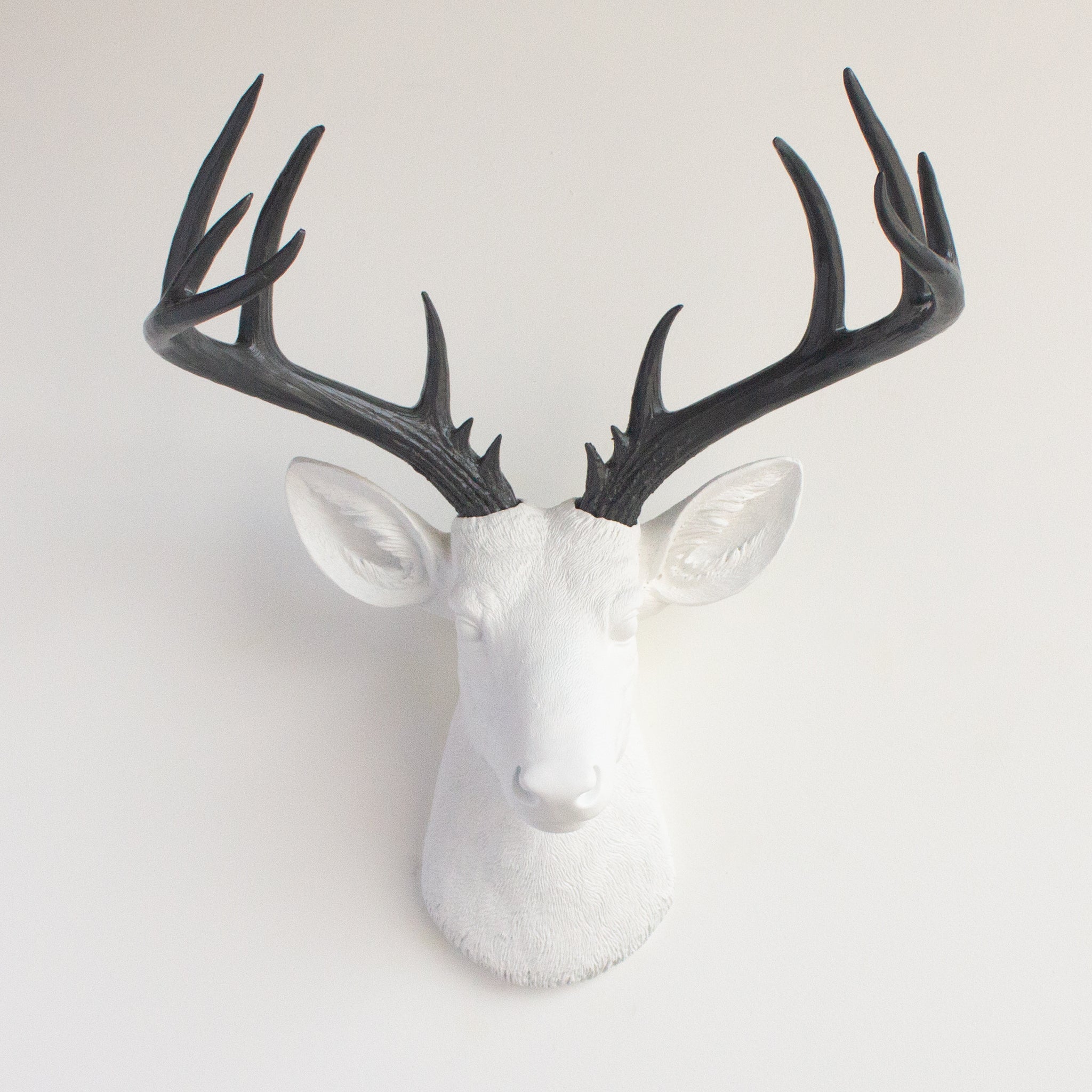 Faux Stag Deer Head Wall Mount // White and Gray