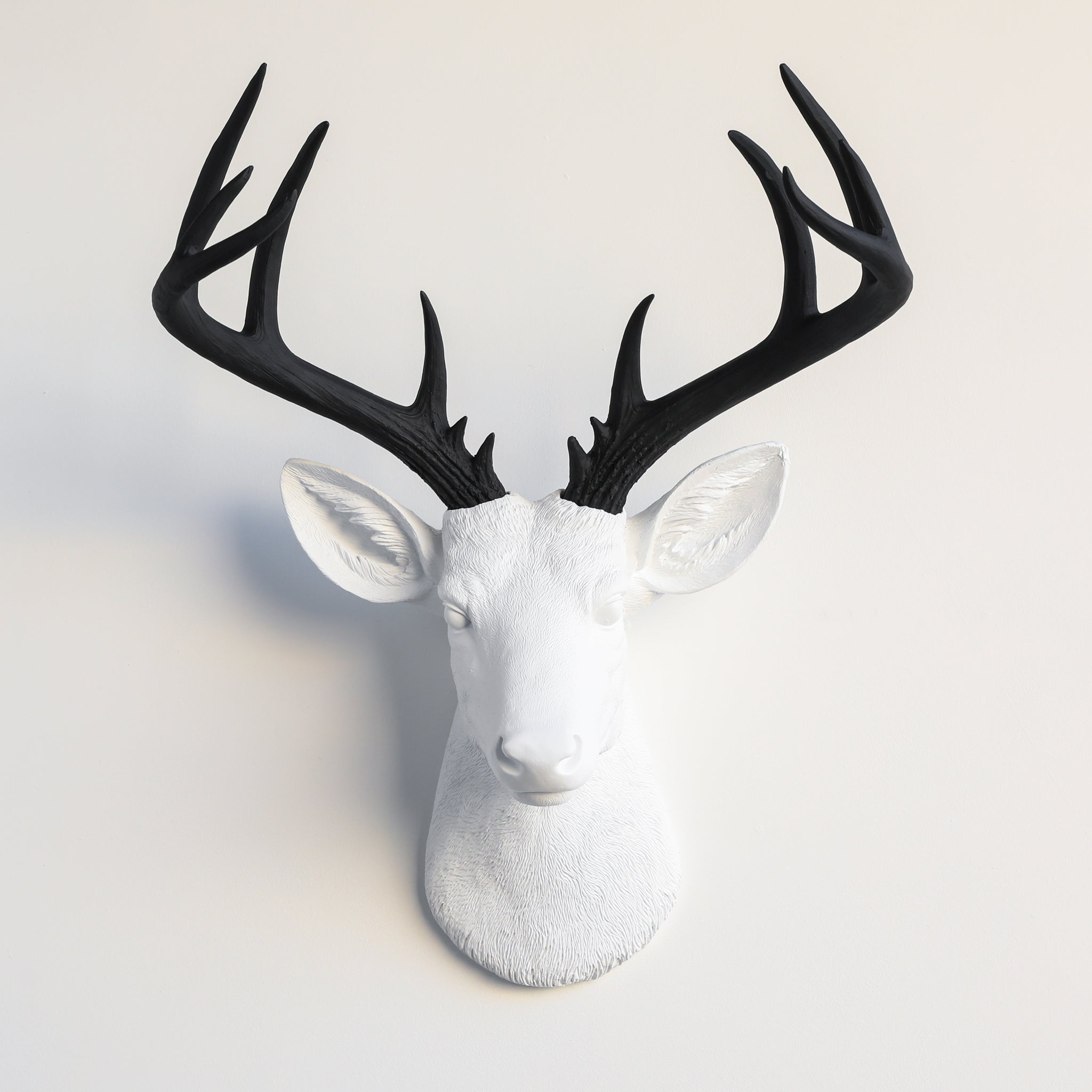 Faux Stag Deer Head Wall Mount // White and Black