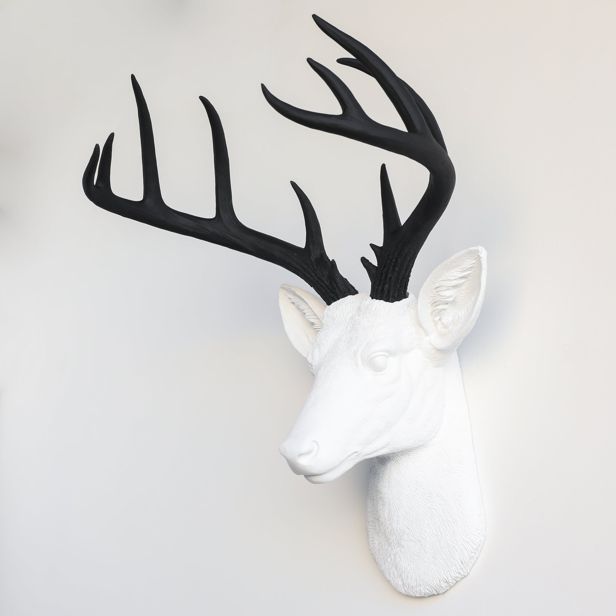 Faux Stag Deer Head Wall Mount // White and Black