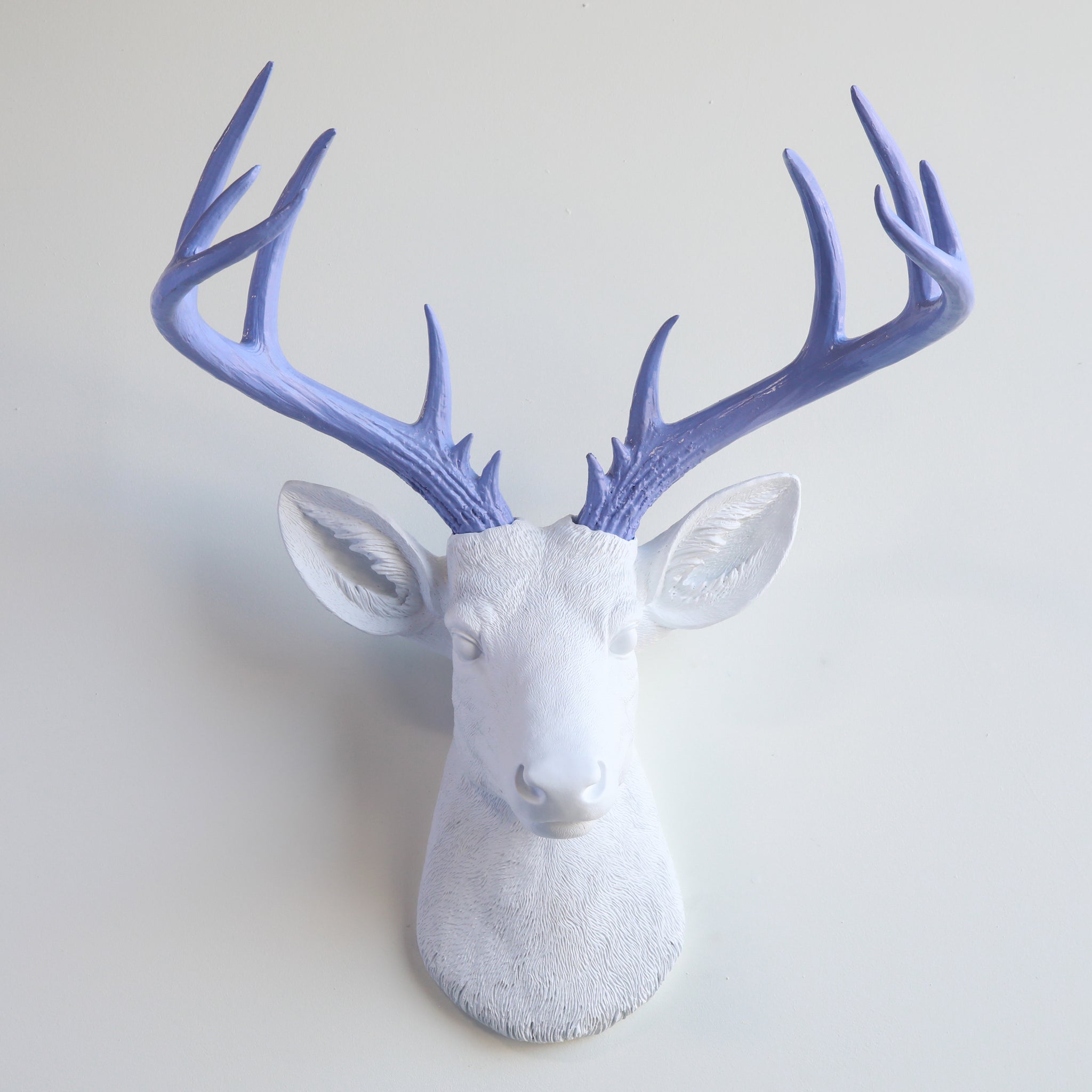 Faux Stag Deer Head Wall Mount // White and Lavender
