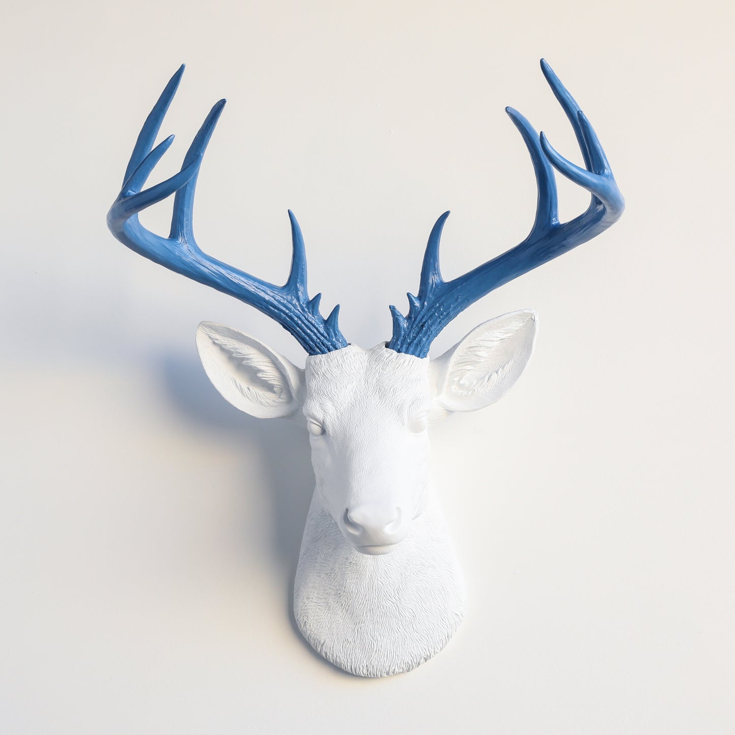 Faux Stag Deer Head Wall Mount // White and Cornflower