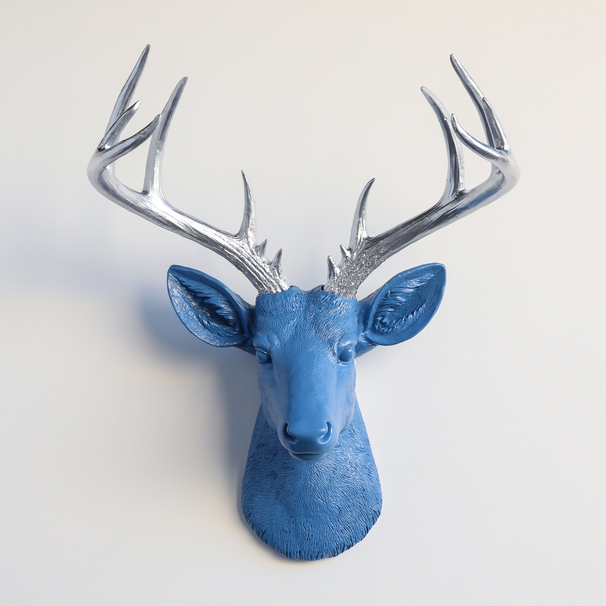 Faux Stag Deer Head Wall Mount // Cornflower and Silver
