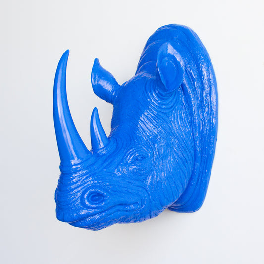 Faux Rhino Head Wall Mount // True Blue