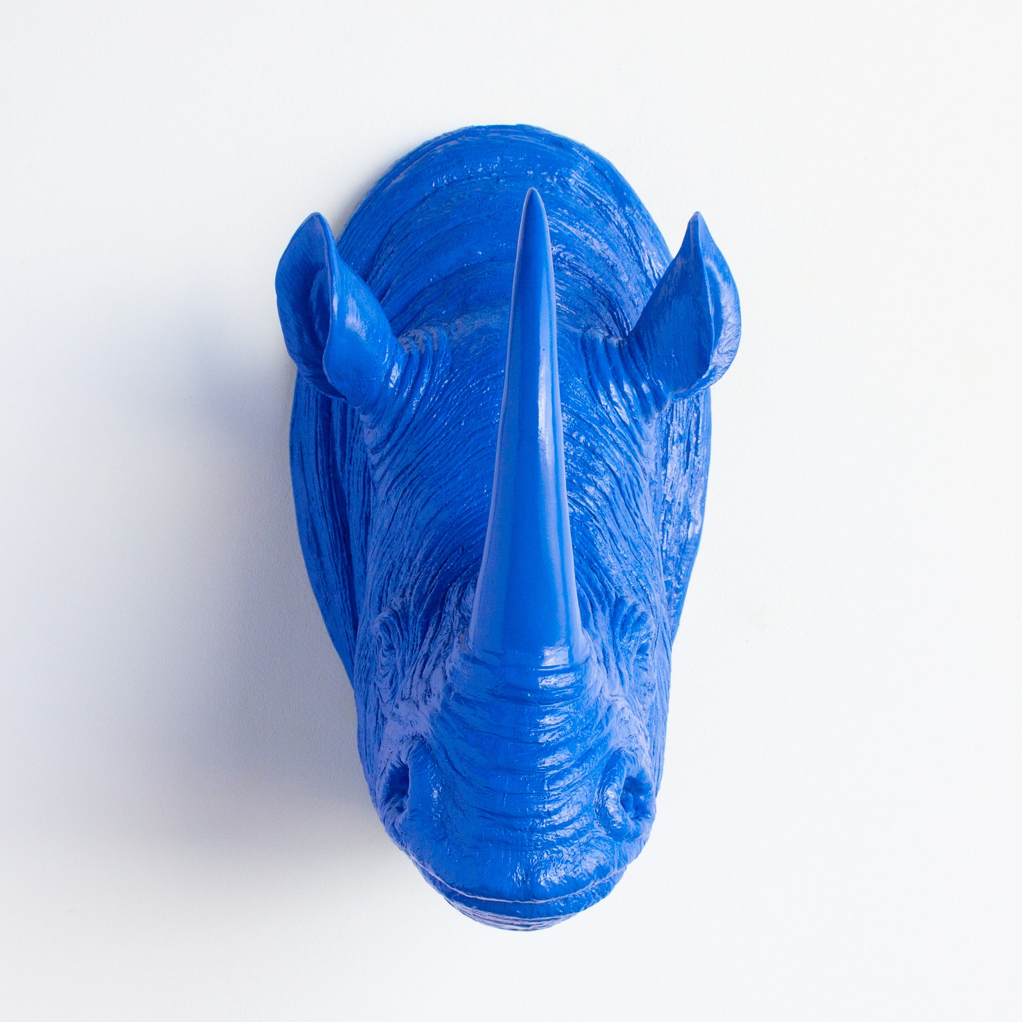 Faux Rhino Head Wall Mount // True Blue