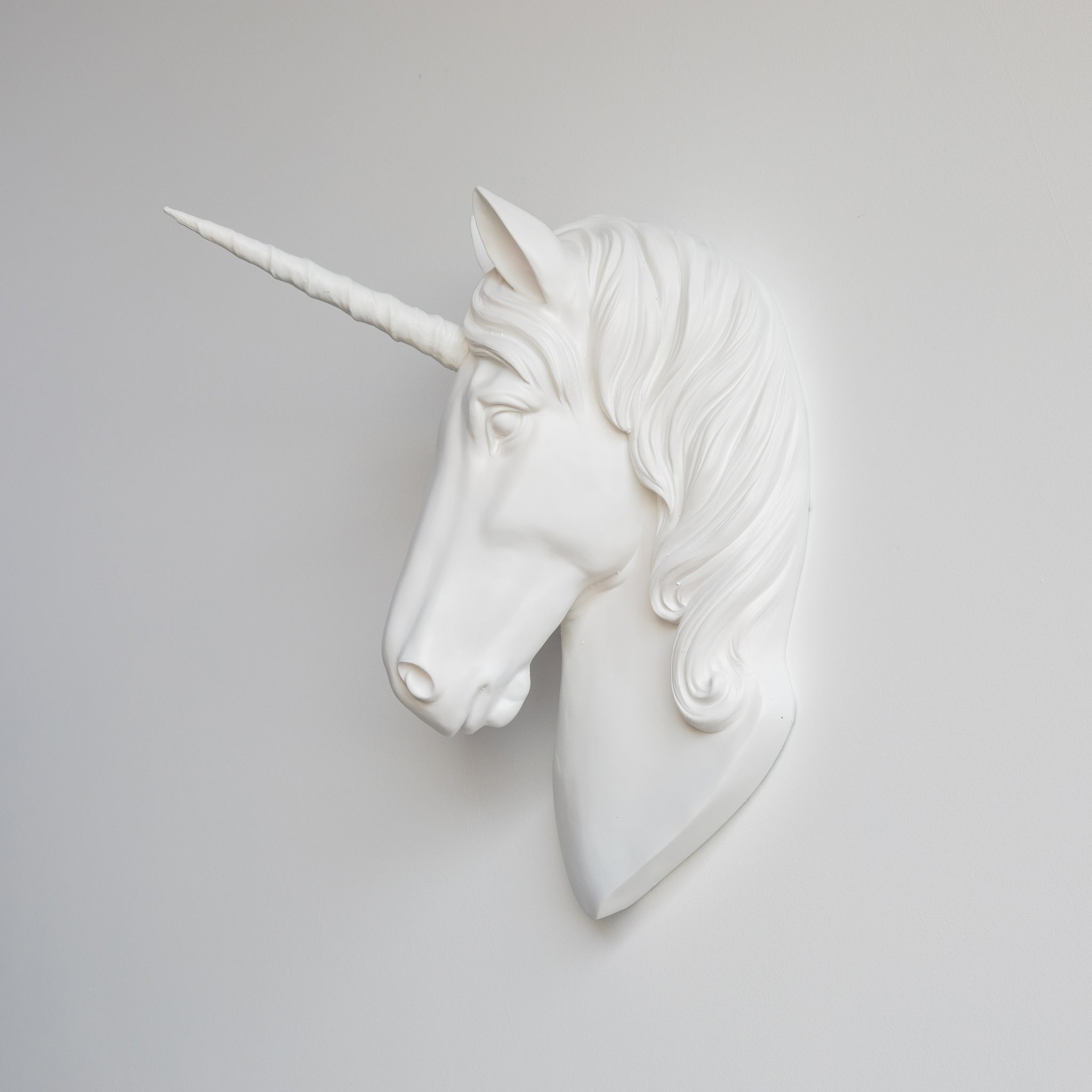 Faux Unicorn Wall Plaque // White