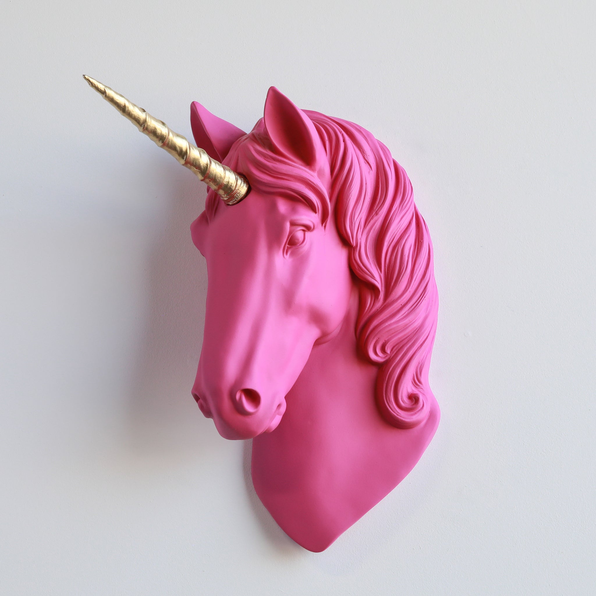 Faux Unicorn Wall Plaque // Hot Pink and Gold