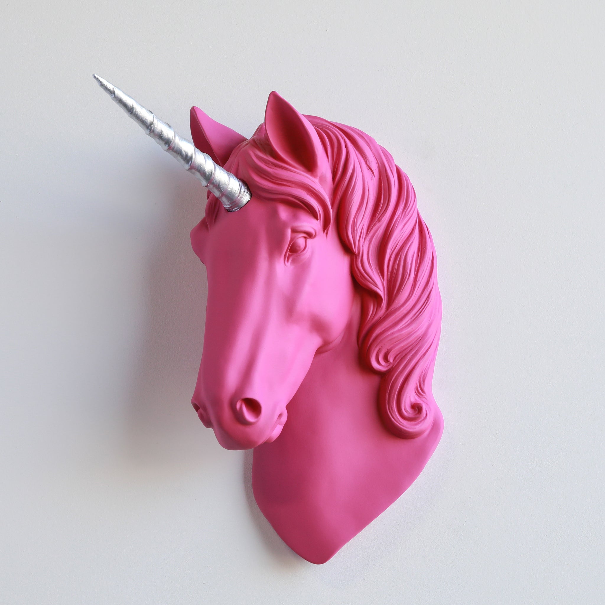 Faux Unicorn Wall Plaque // Hot Pink and Silver