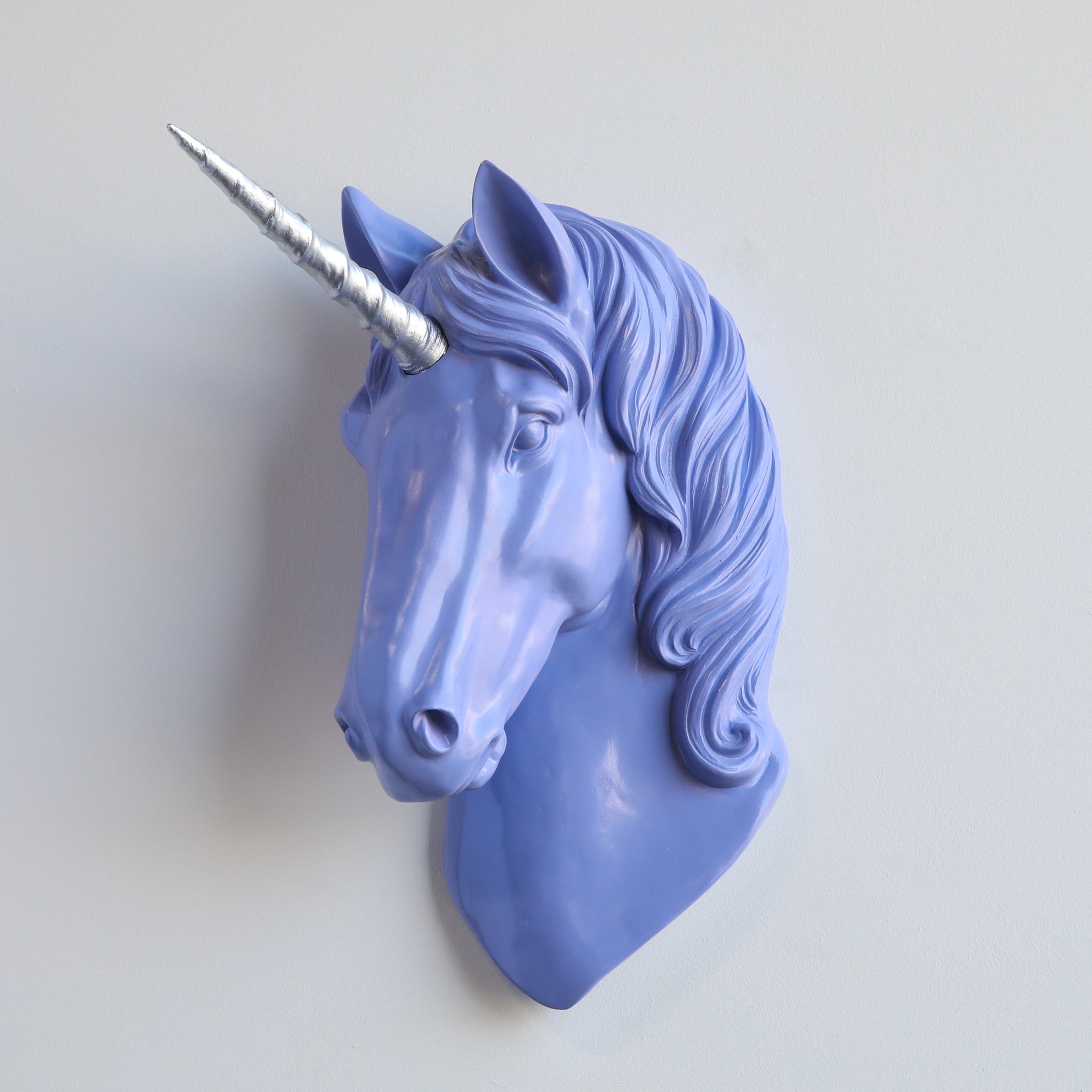 Faux Unicorn Wall Plaque // Lavender and Silver