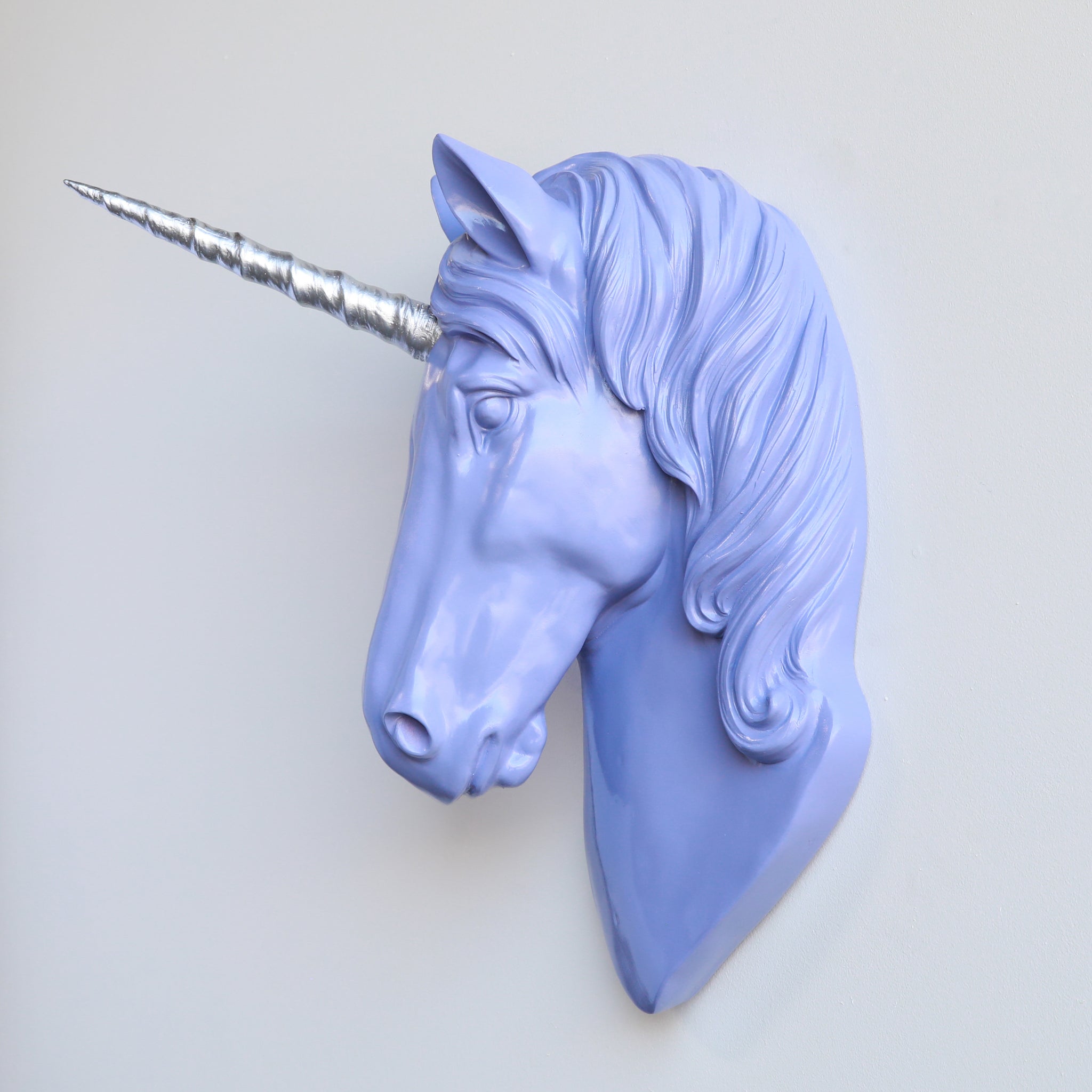 Faux Unicorn Wall Plaque // Lavender and Silver