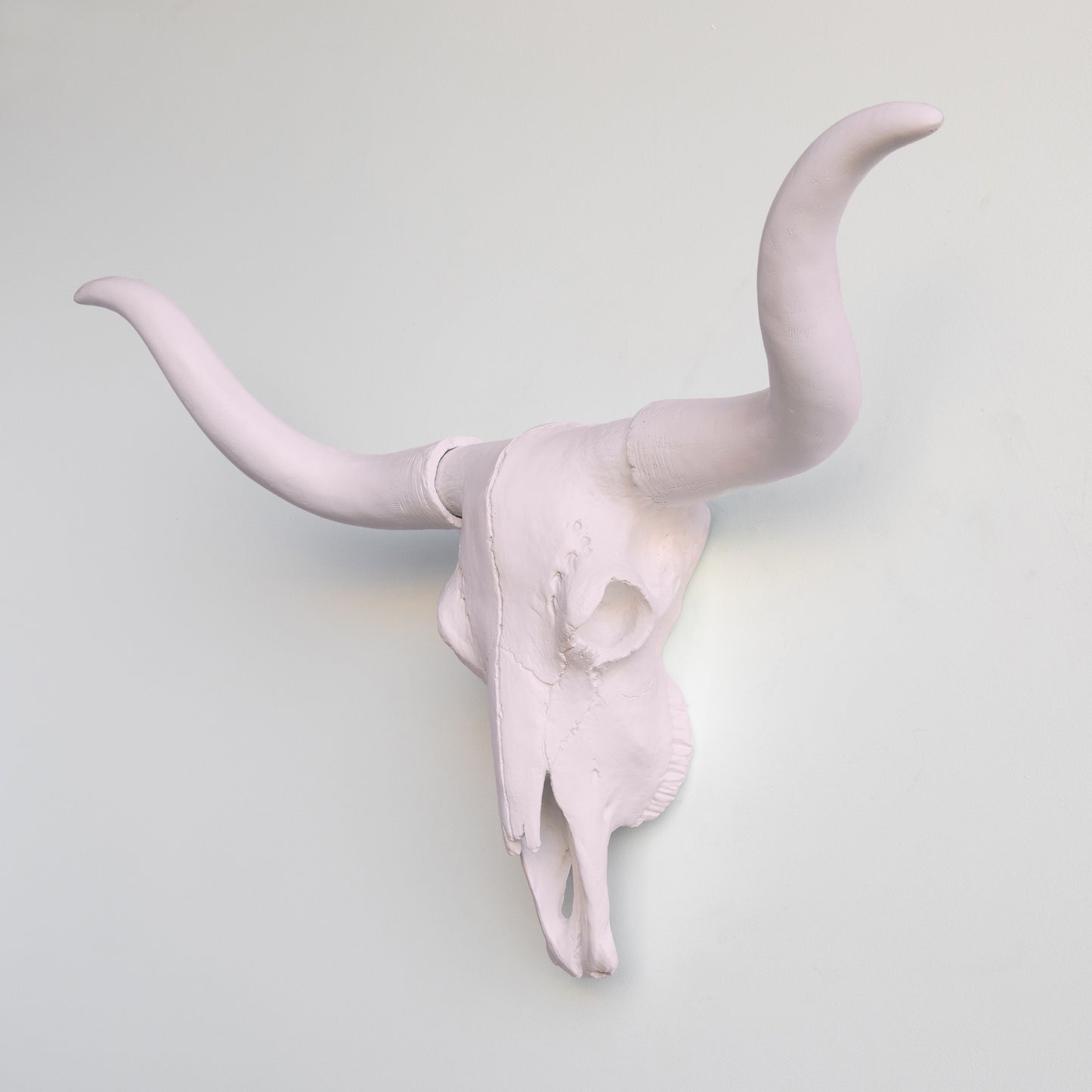 Faux Texas Longhorn Steer Skull Wall Mount // Light Pink