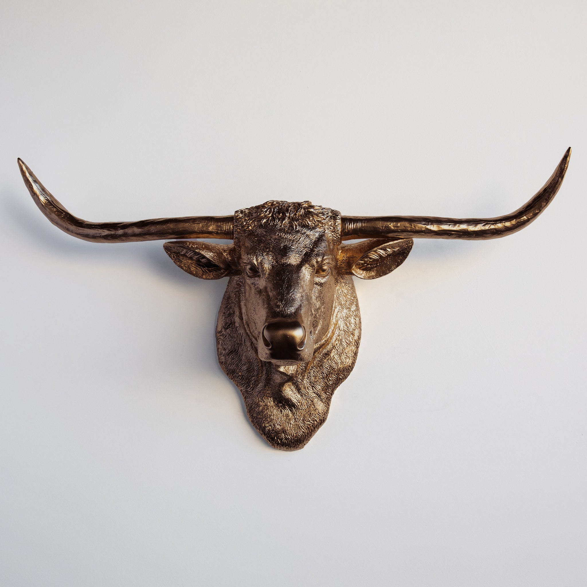 Faux Texas Longhorn Head Wall Mount // Bronze
