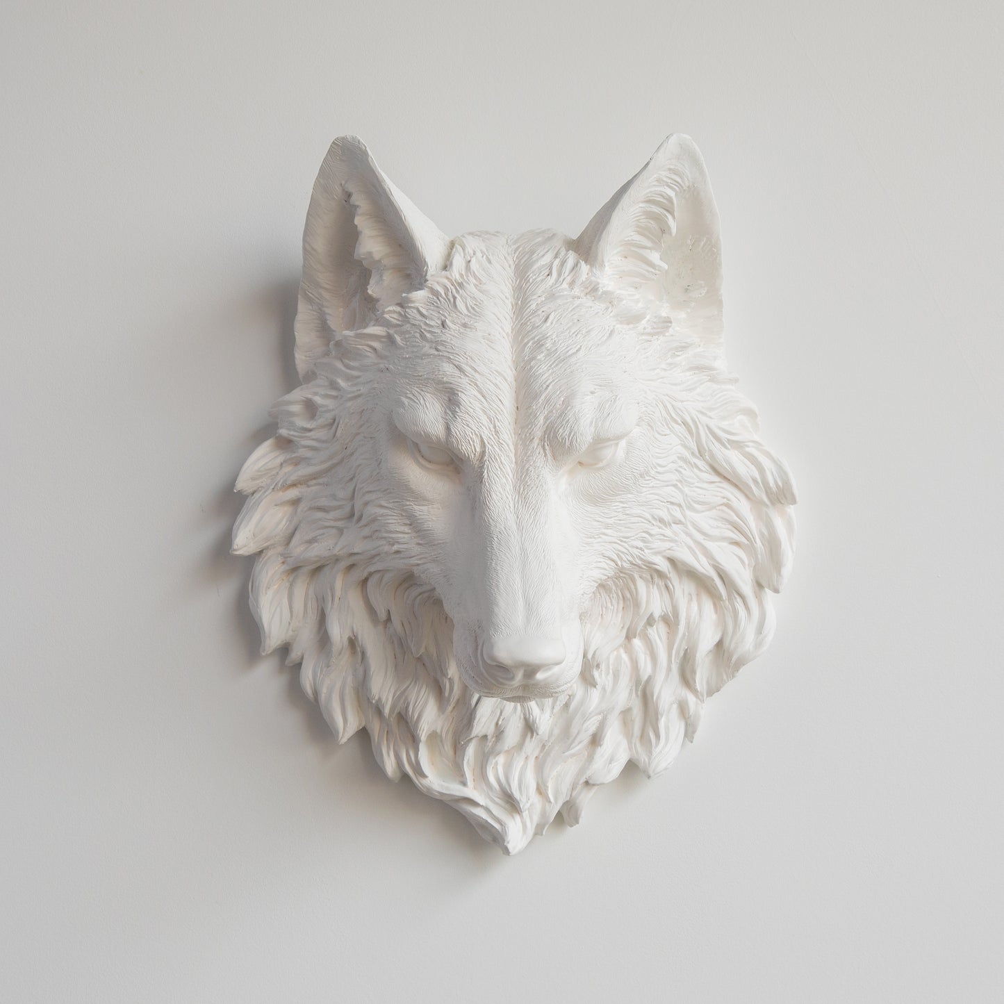 Faux Wolf Head Wall Mount // White