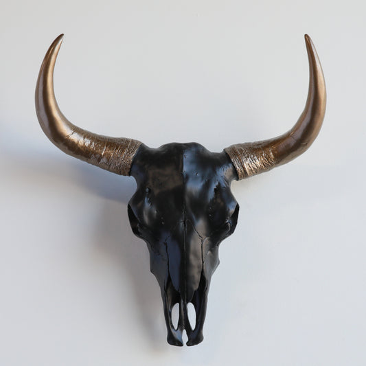 XL Faux Bison Skull // Black and Bronze