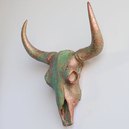 XL Faux Bison Skull // Copper with Green Patina
