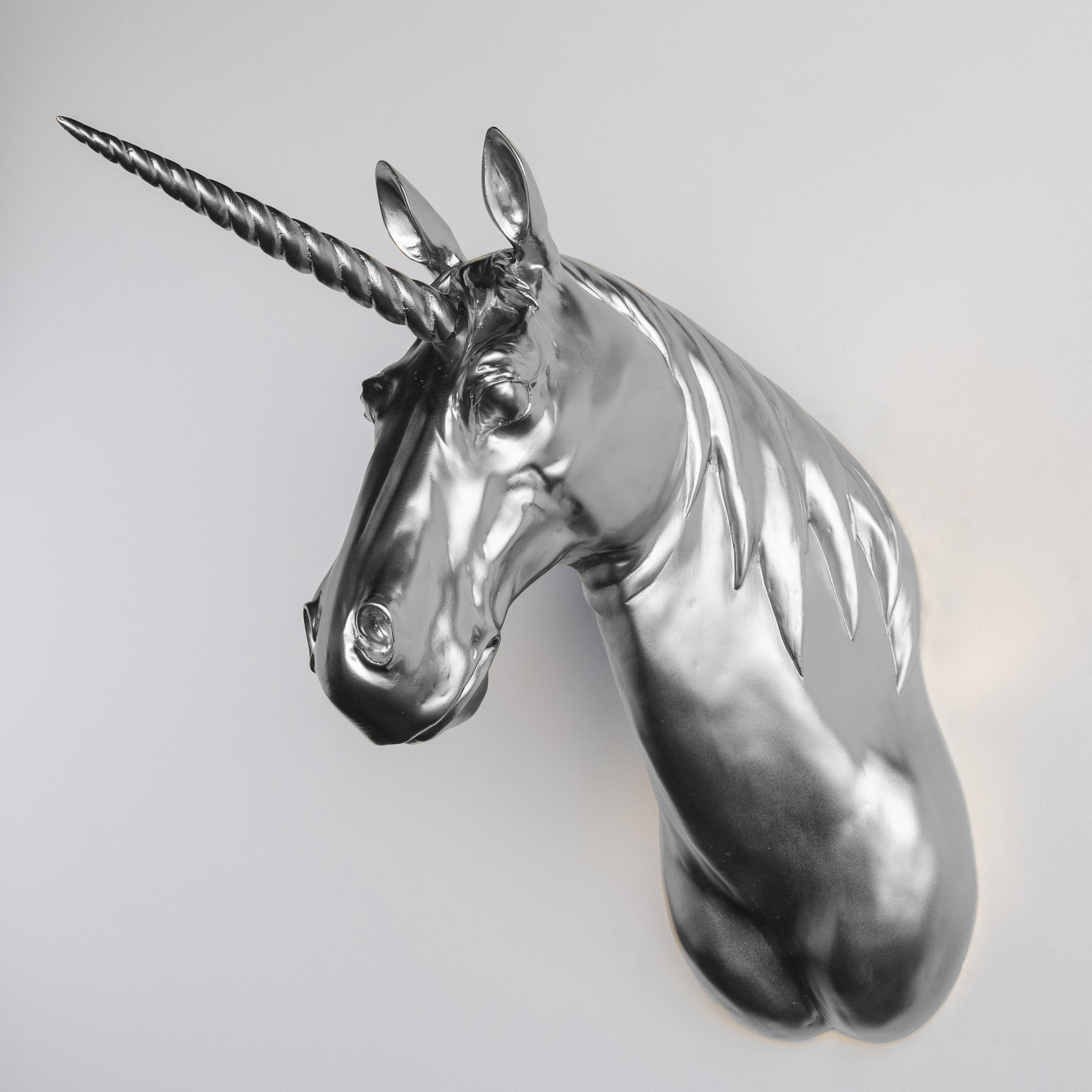 XL Unicorn Head Wall Mount // Silver