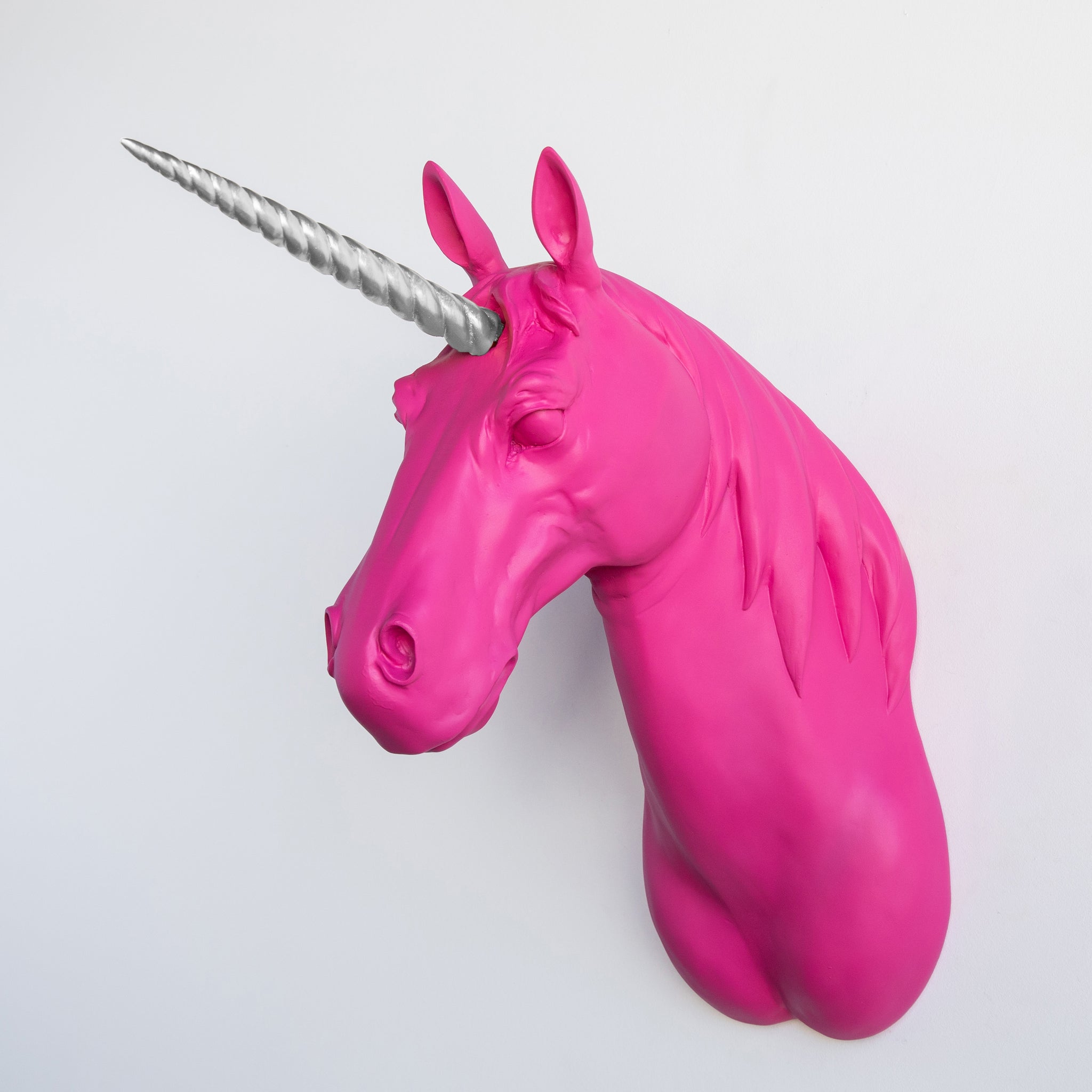 XL Unicorn Head Wall Mount // Hot Pink and Silver