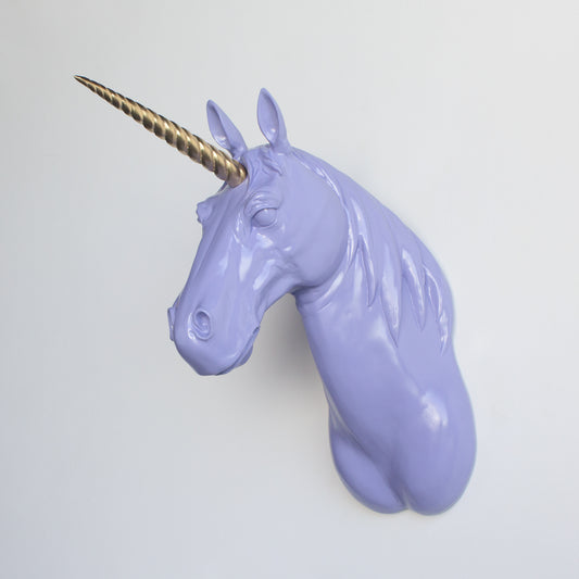 XL Unicorn Head Wall Mount // Lavender and Gold