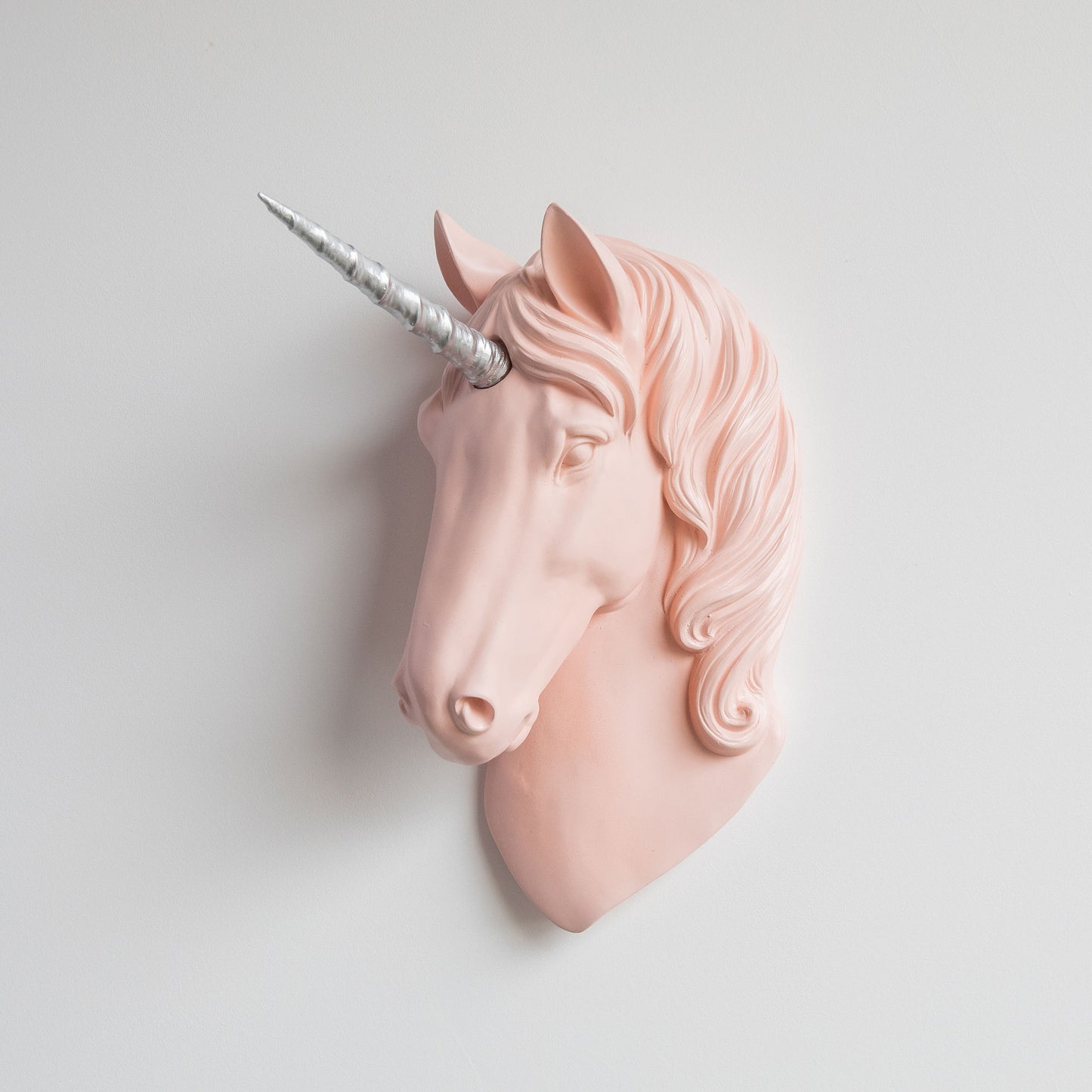 Faux Unicorn Wall Plaque // Light Pink and Silver