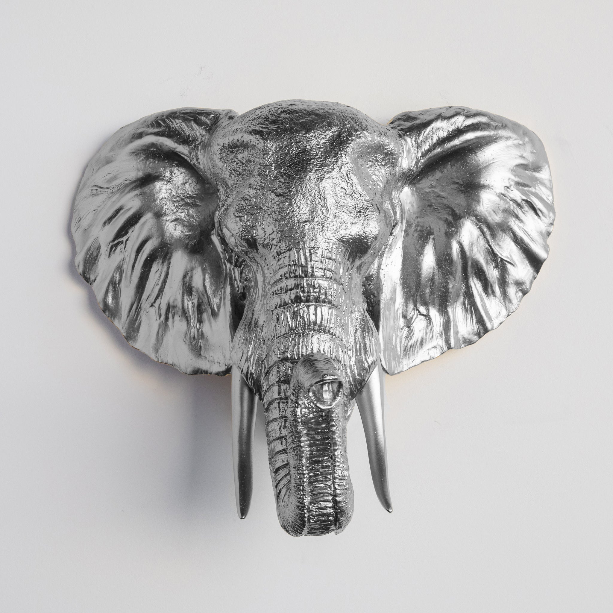 Faux Elephant Head Wall Mount // Silver