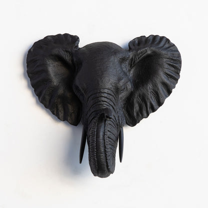 Faux Small Elephant Wall Mount // Black