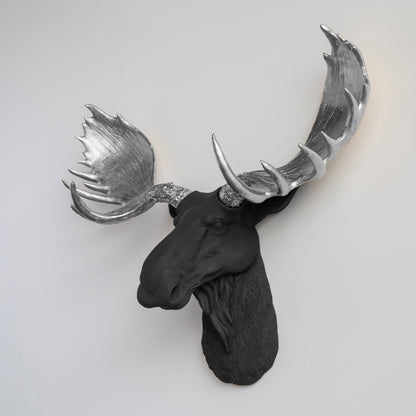 Faux Moose Head Wall Mount // Black and Chrome