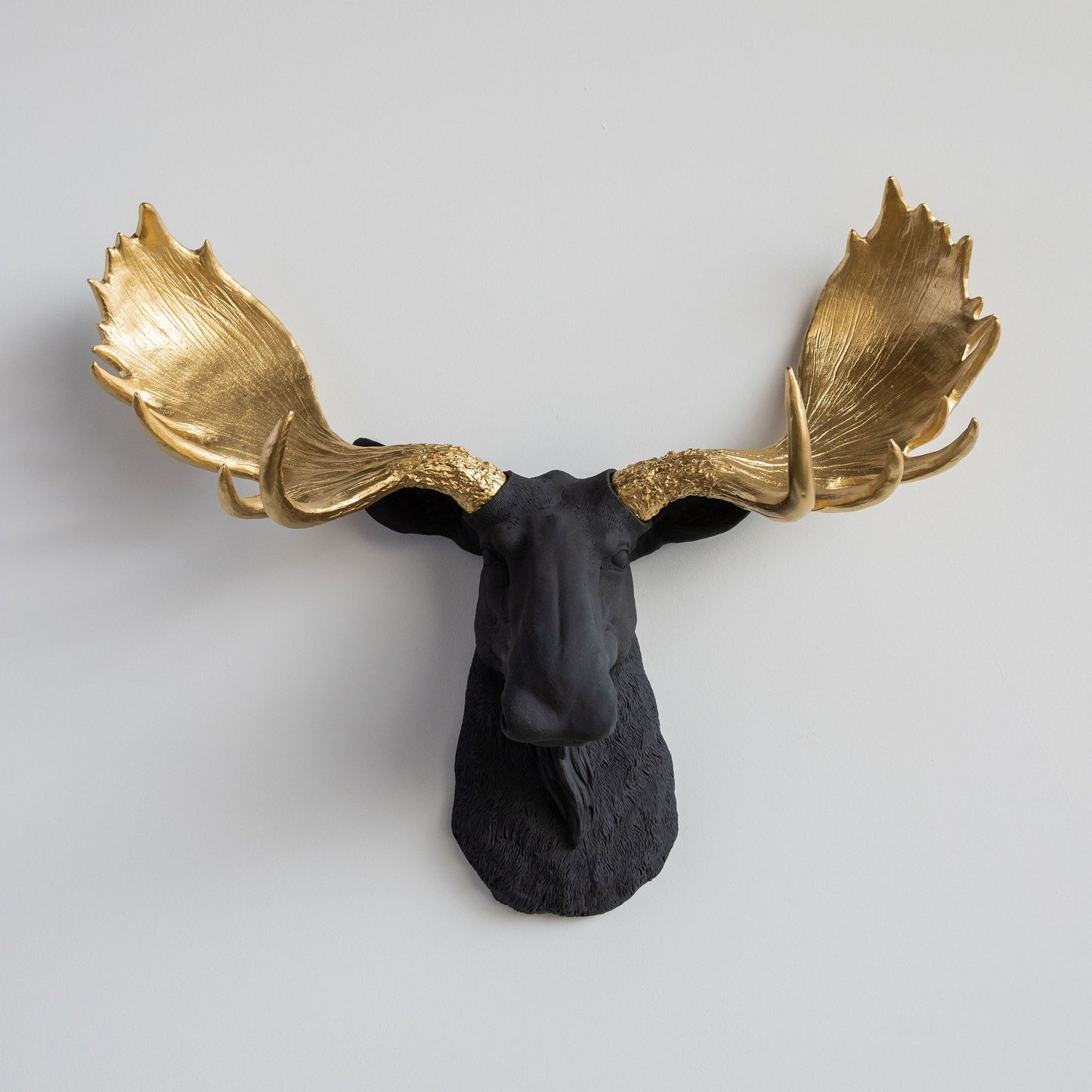 Faux Moose Head Wall Mount // Black and Gold