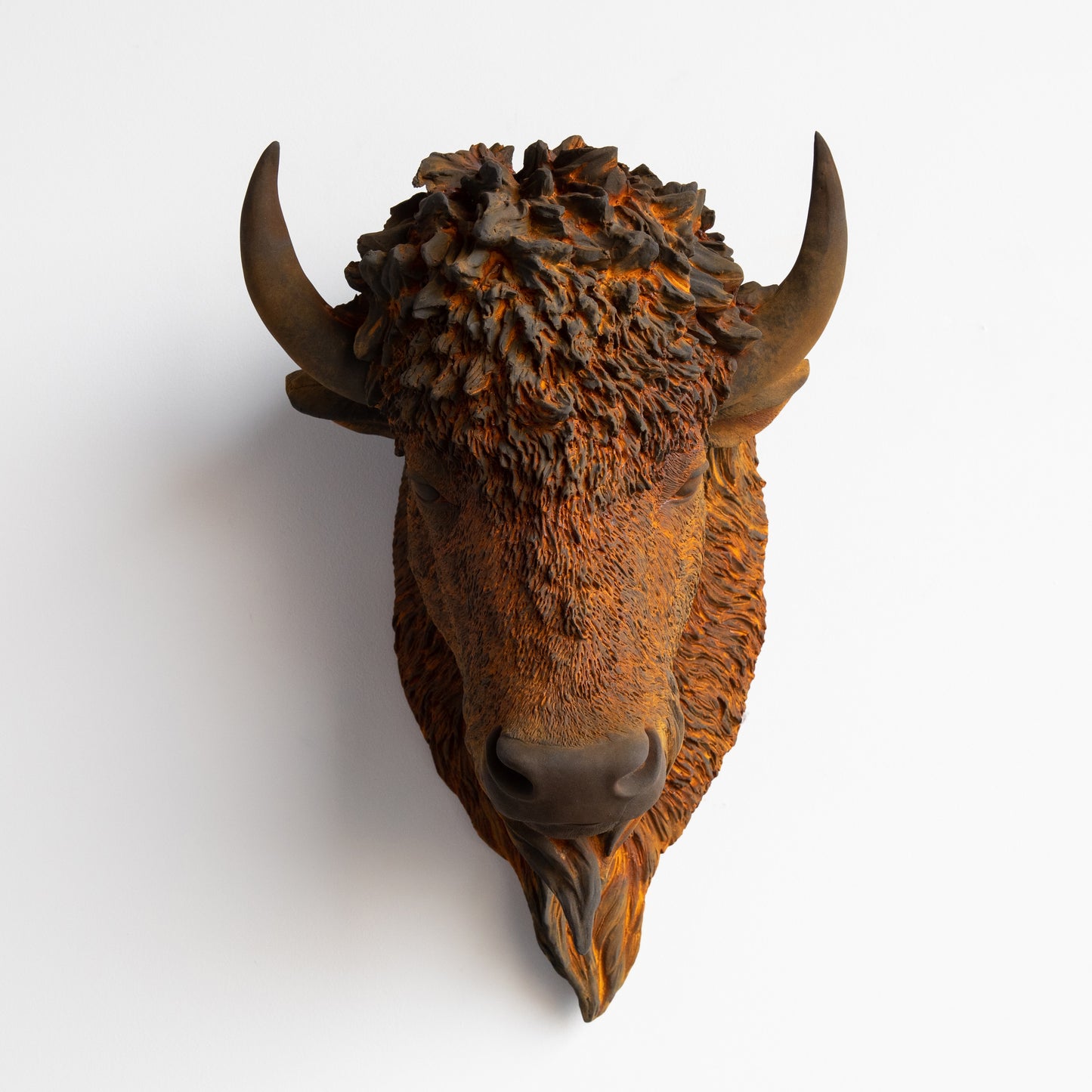 Faux Buffalo Bison Head Wall Mount // True Rust
