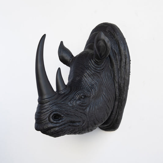 Faux Rhino Head Wall Mount // Black