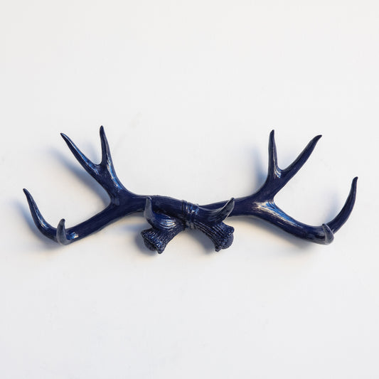 Faux Deer Antler Wall Hook // Navy Blue