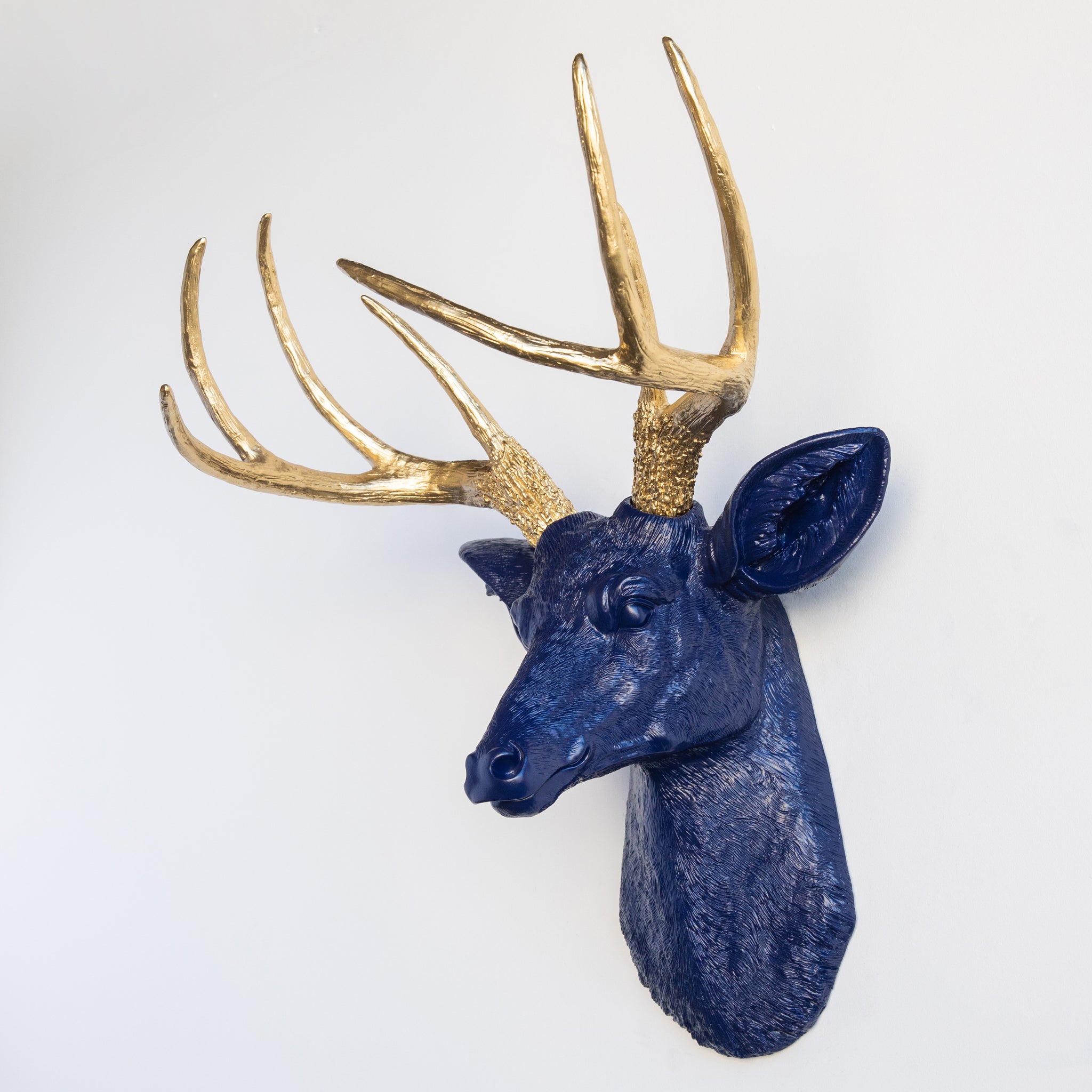 Faux Deer Head Wall Mount // Navy and Gold