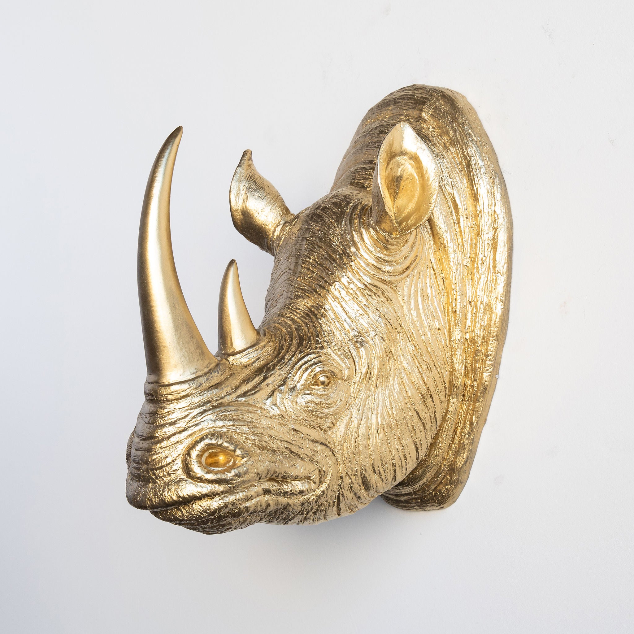 Faux Rhino Head Wall Mount // Gold