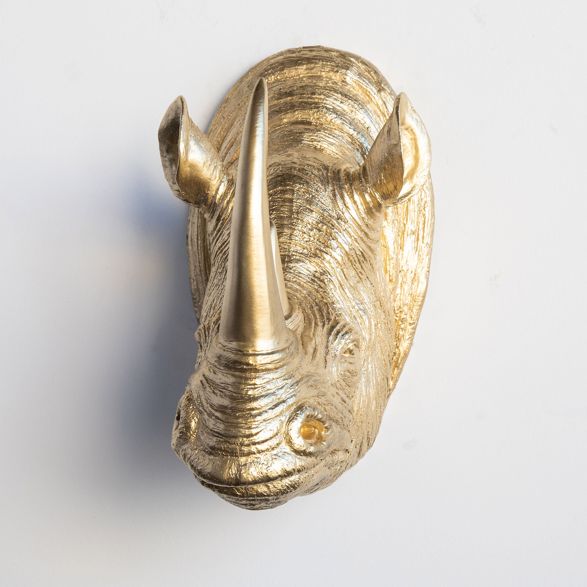 Faux Rhino Head Wall Mount // Gold