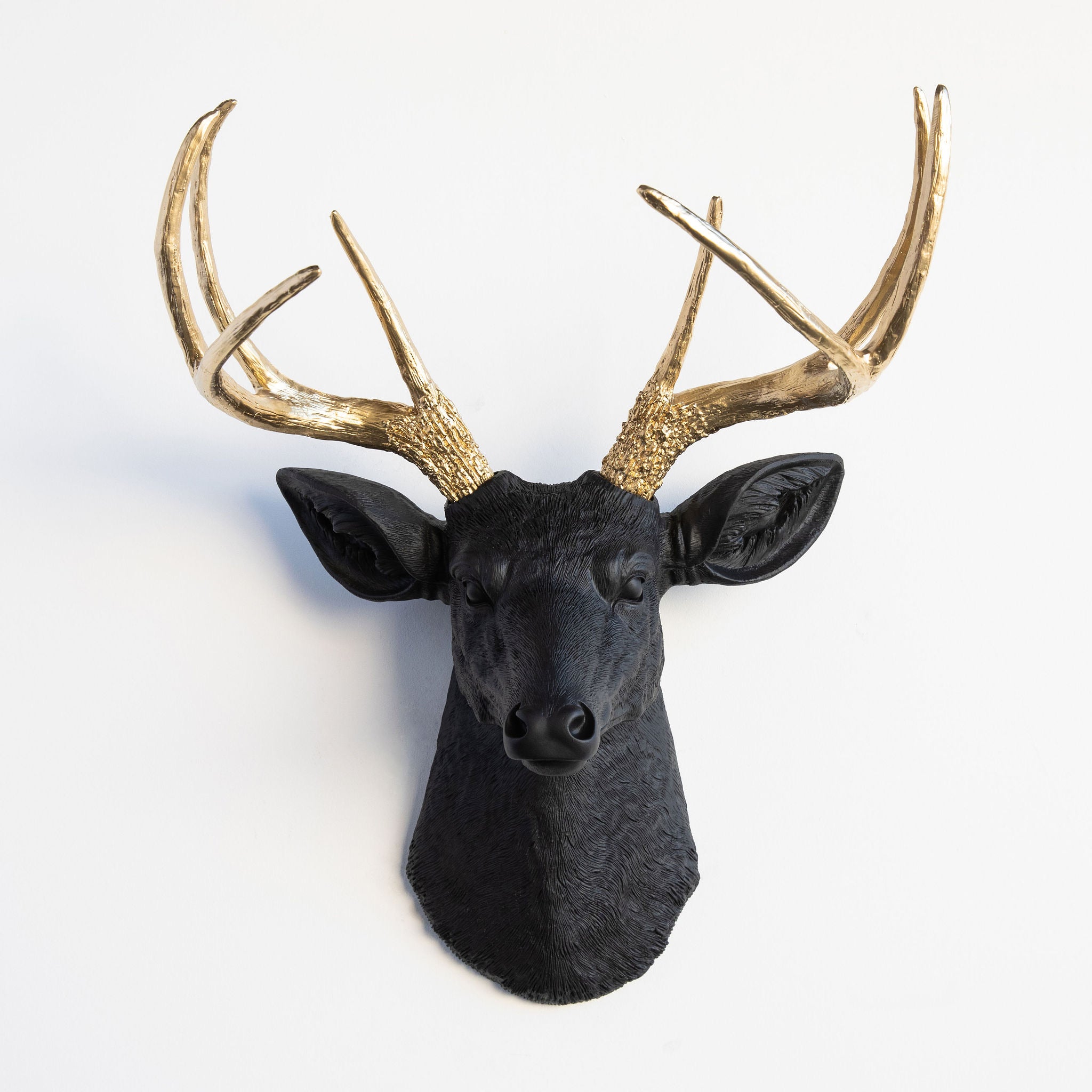 Faux Deer Head Wall Mount // Black and Gold