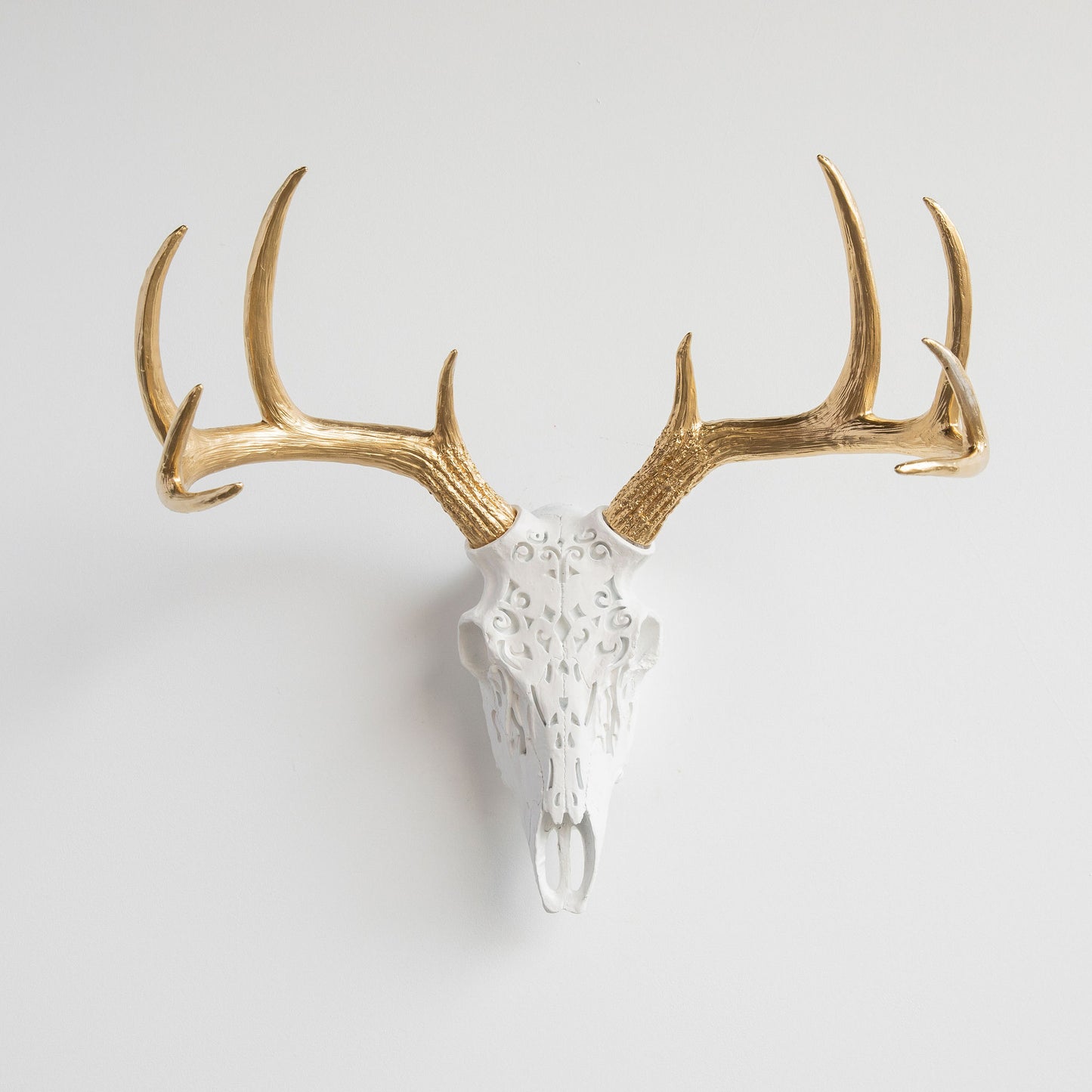 Faux Carved Deer Skull // White and Gold