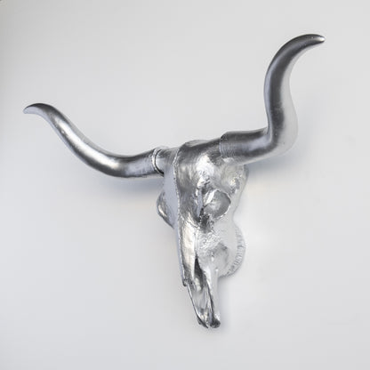 Faux Texas Longhorn Steer Skull Wall Mount // Chrome