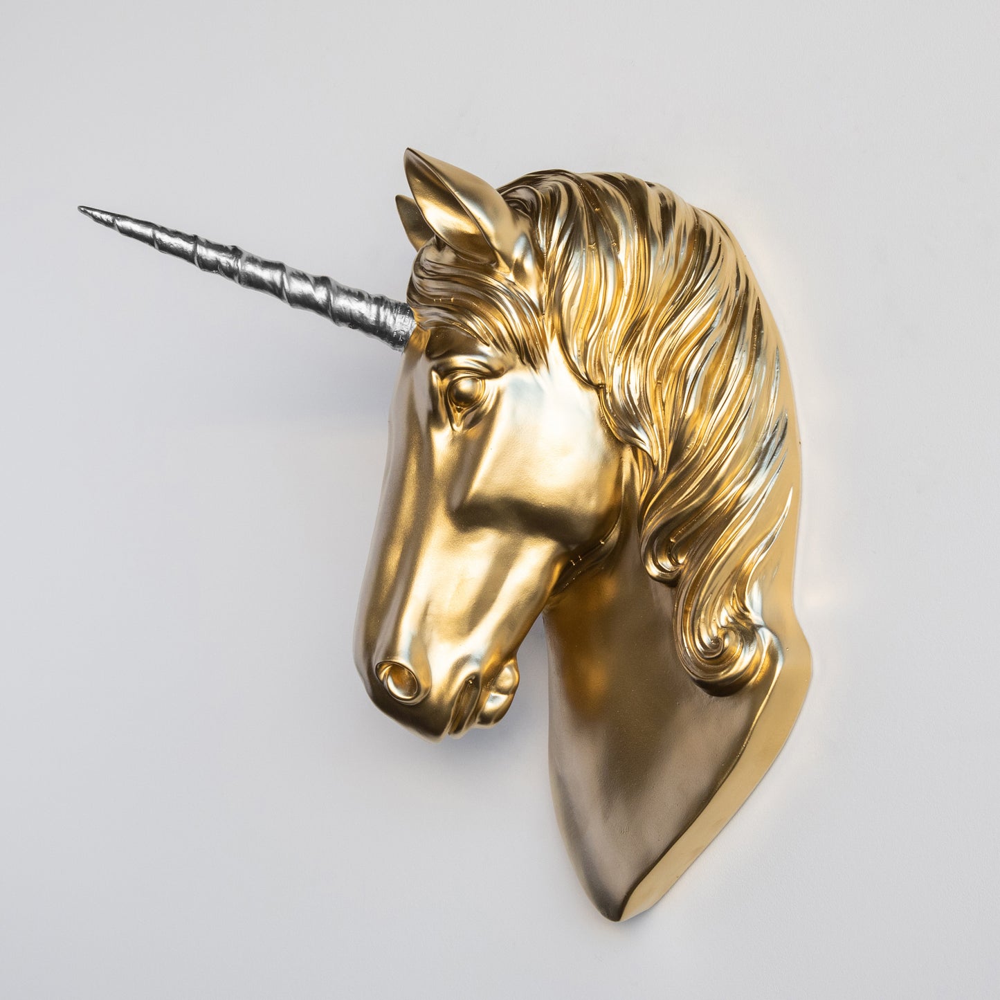 Faux Unicorn Wall Plaque // Gold and Silver