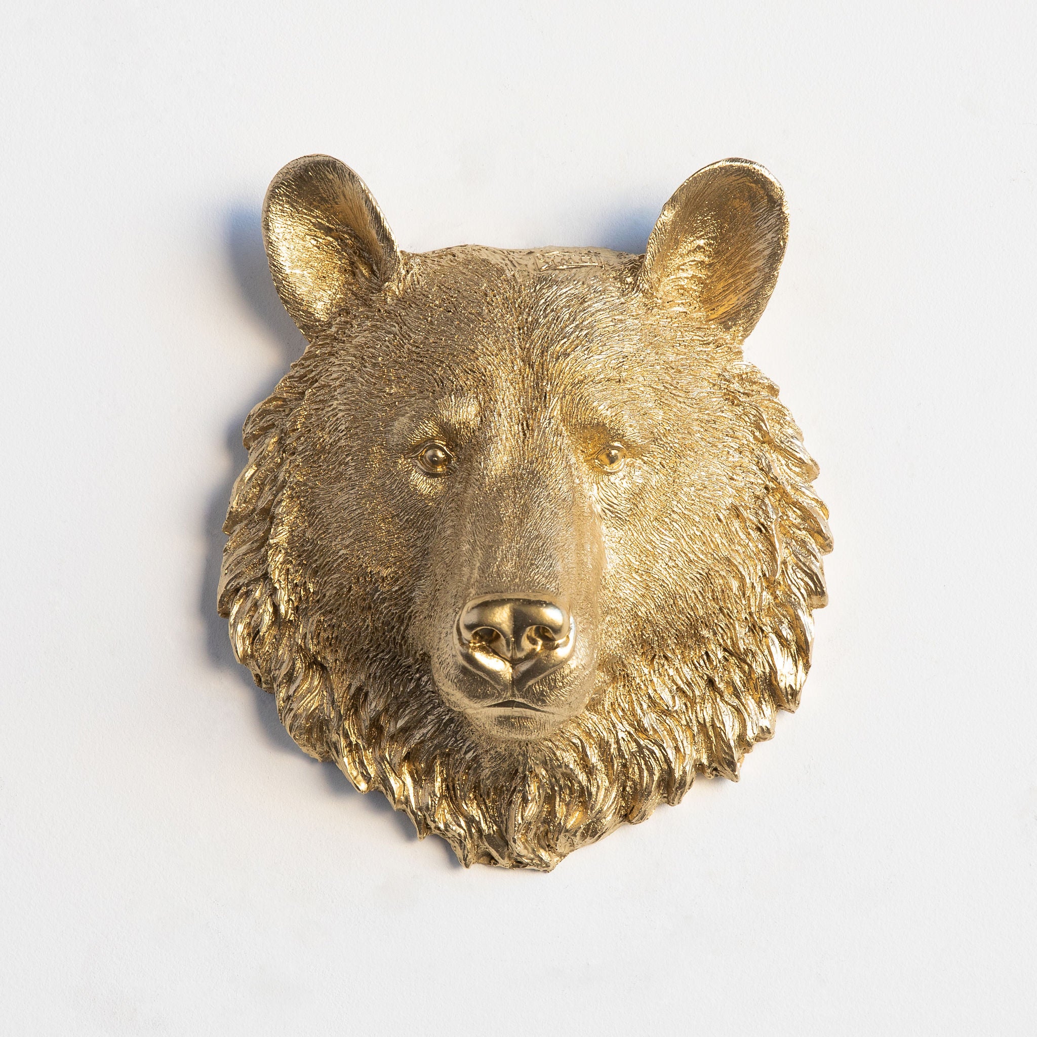 Faux Small Bear Head Wall Mount // Gold