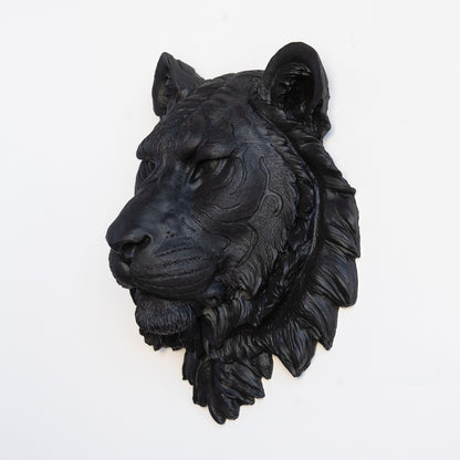 Faux Tiger Head Wall Mount // Black