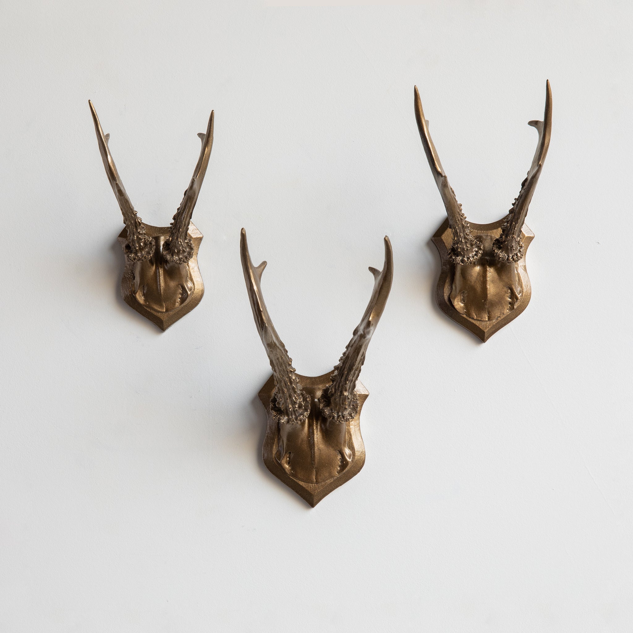 Faux Roe Deer Skull Caps - Set of 3 // Bronze