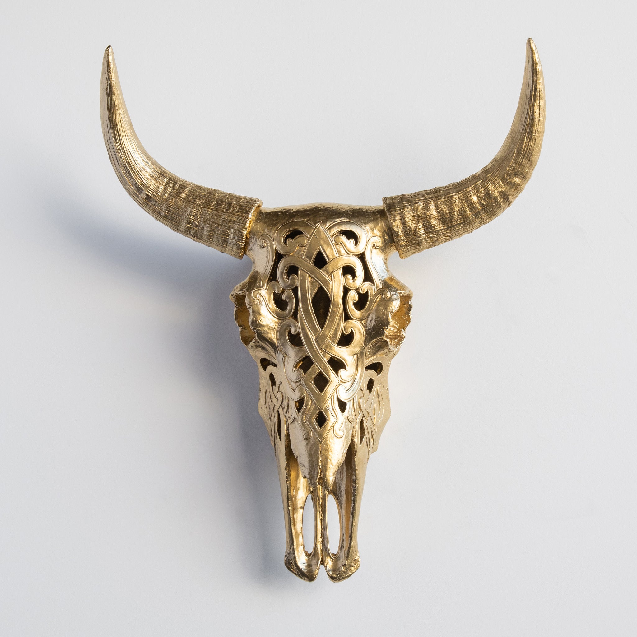 Faux Carved Cow Skull // Gold