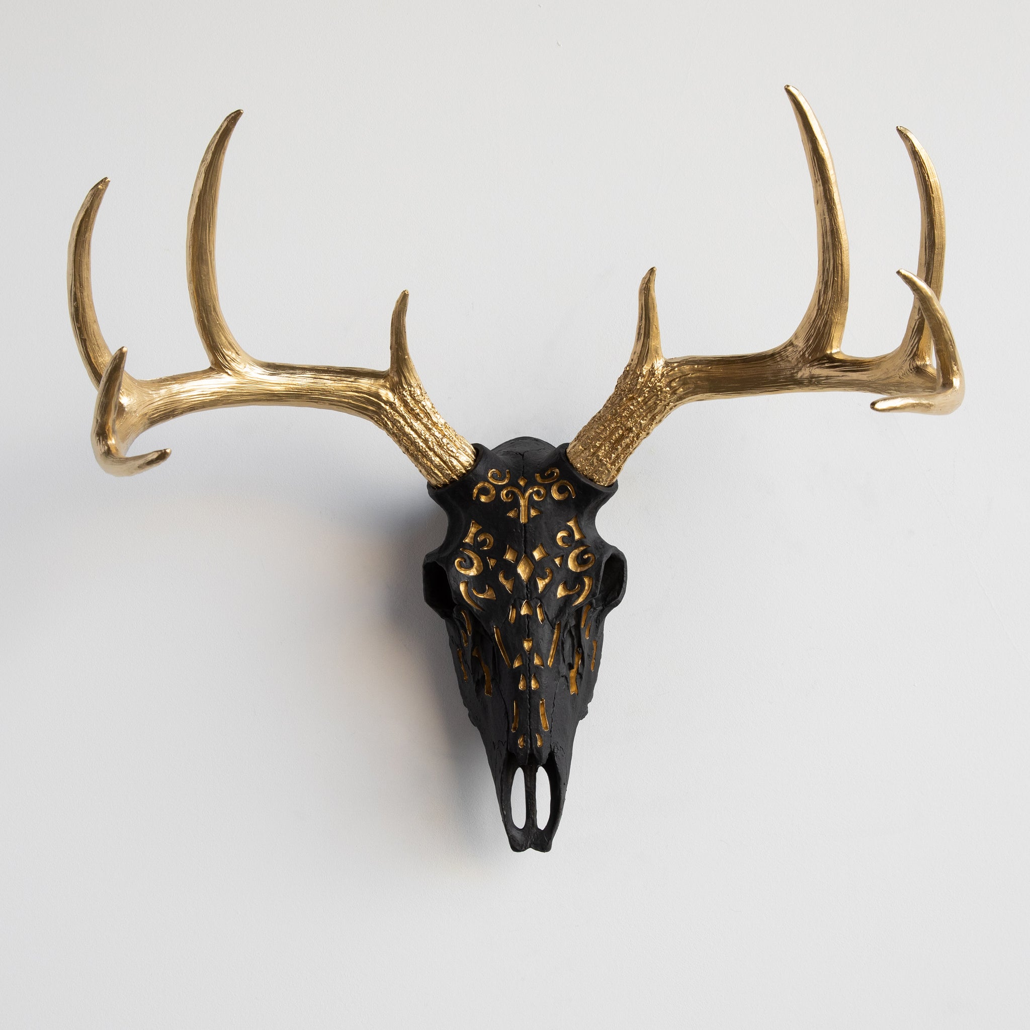 Faux Carved Deer Skull // Black and Gold