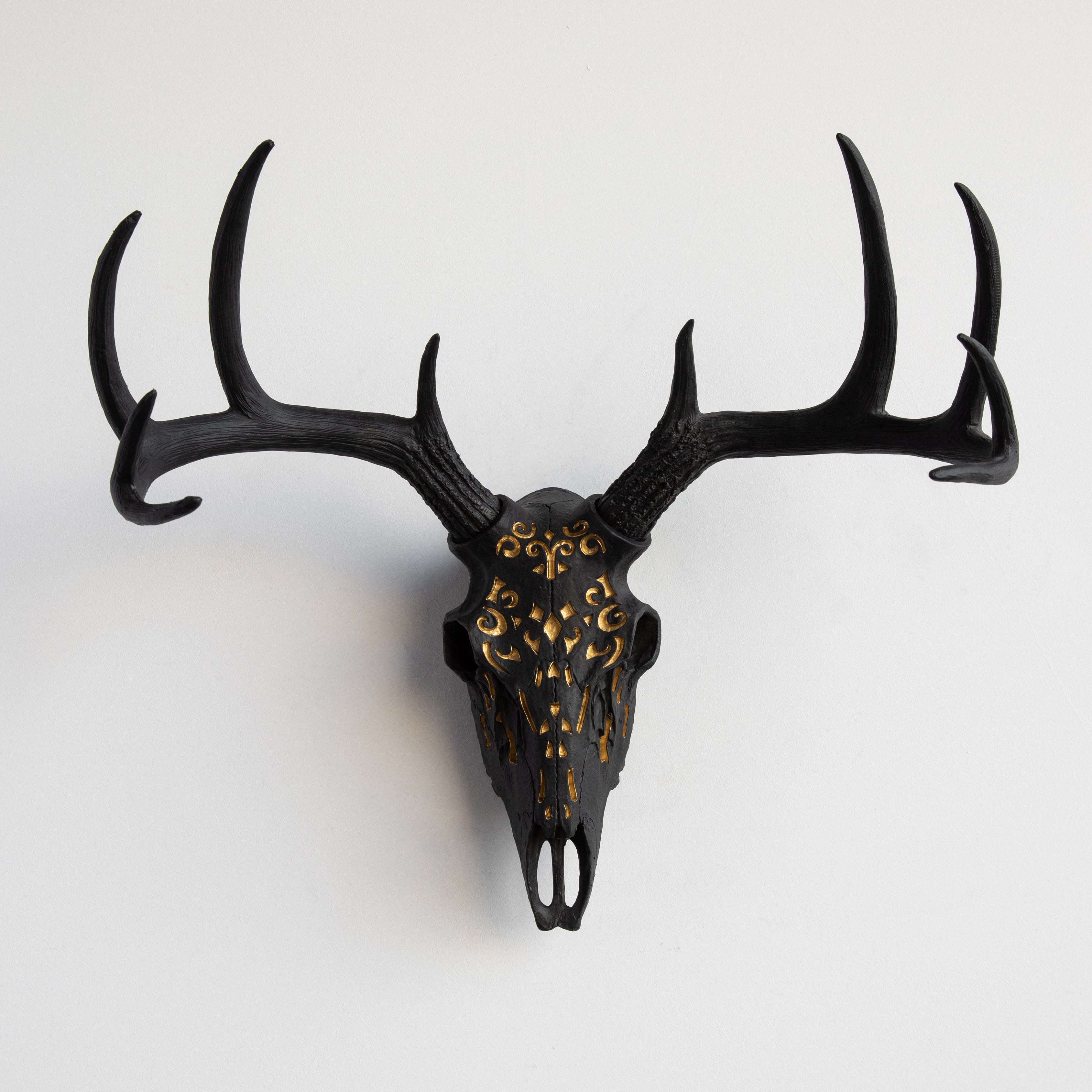 Faux Taxidermy Deer Skull - Wall Decor - popular Black and Gold - BS1708