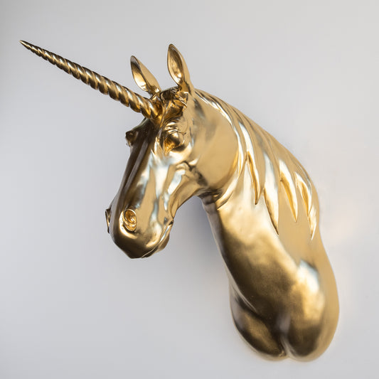 XL Unicorn Head Wall Mount // Gold