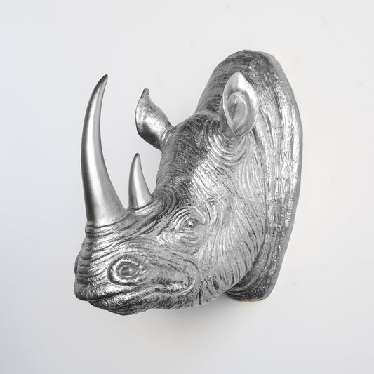 Faux Rhino Head Wall Mount // Silver