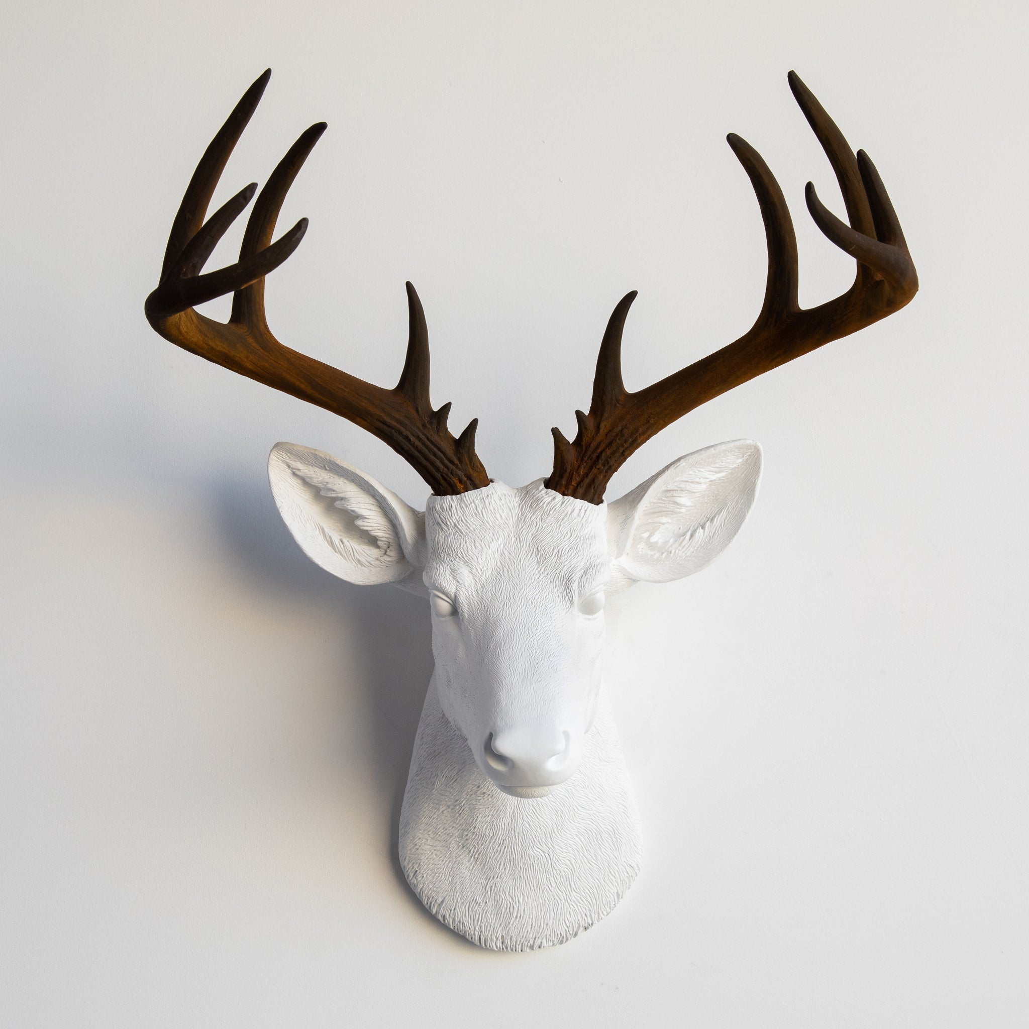 Faux Stag Deer Head Wall Mount // White and Rust